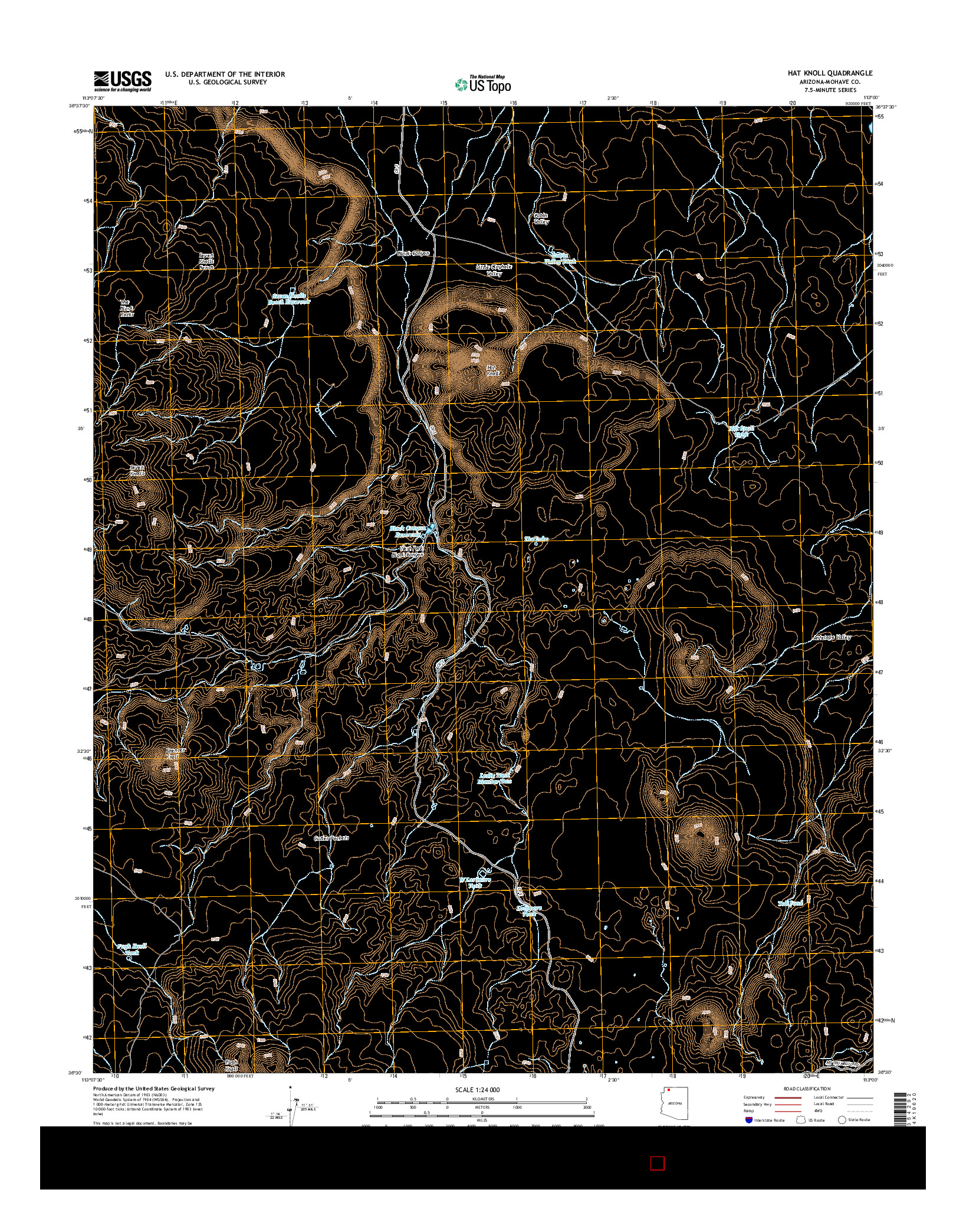 USGS US TOPO 7.5-MINUTE MAP FOR HAT KNOLL, AZ 2014