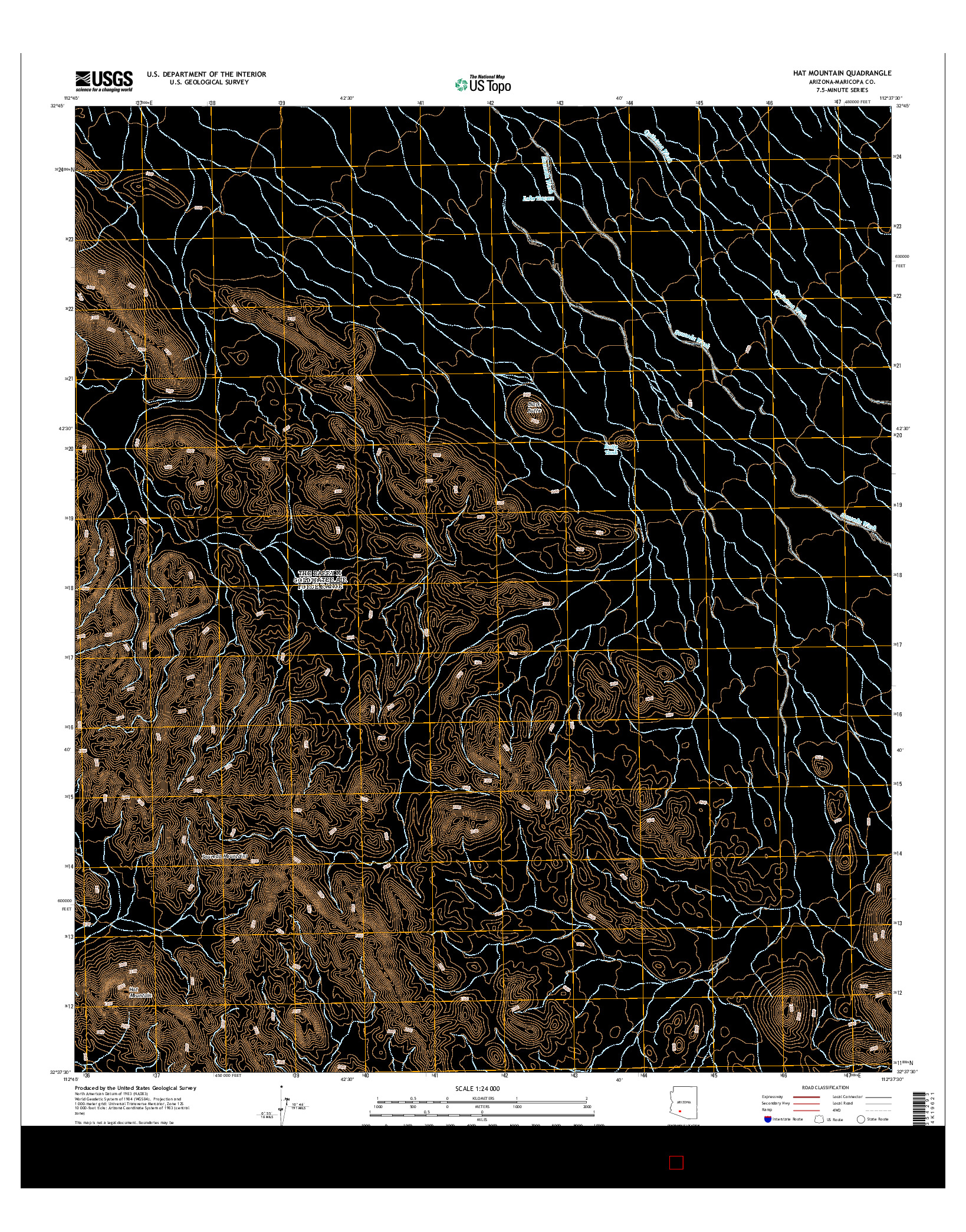 USGS US TOPO 7.5-MINUTE MAP FOR HAT MOUNTAIN, AZ 2014