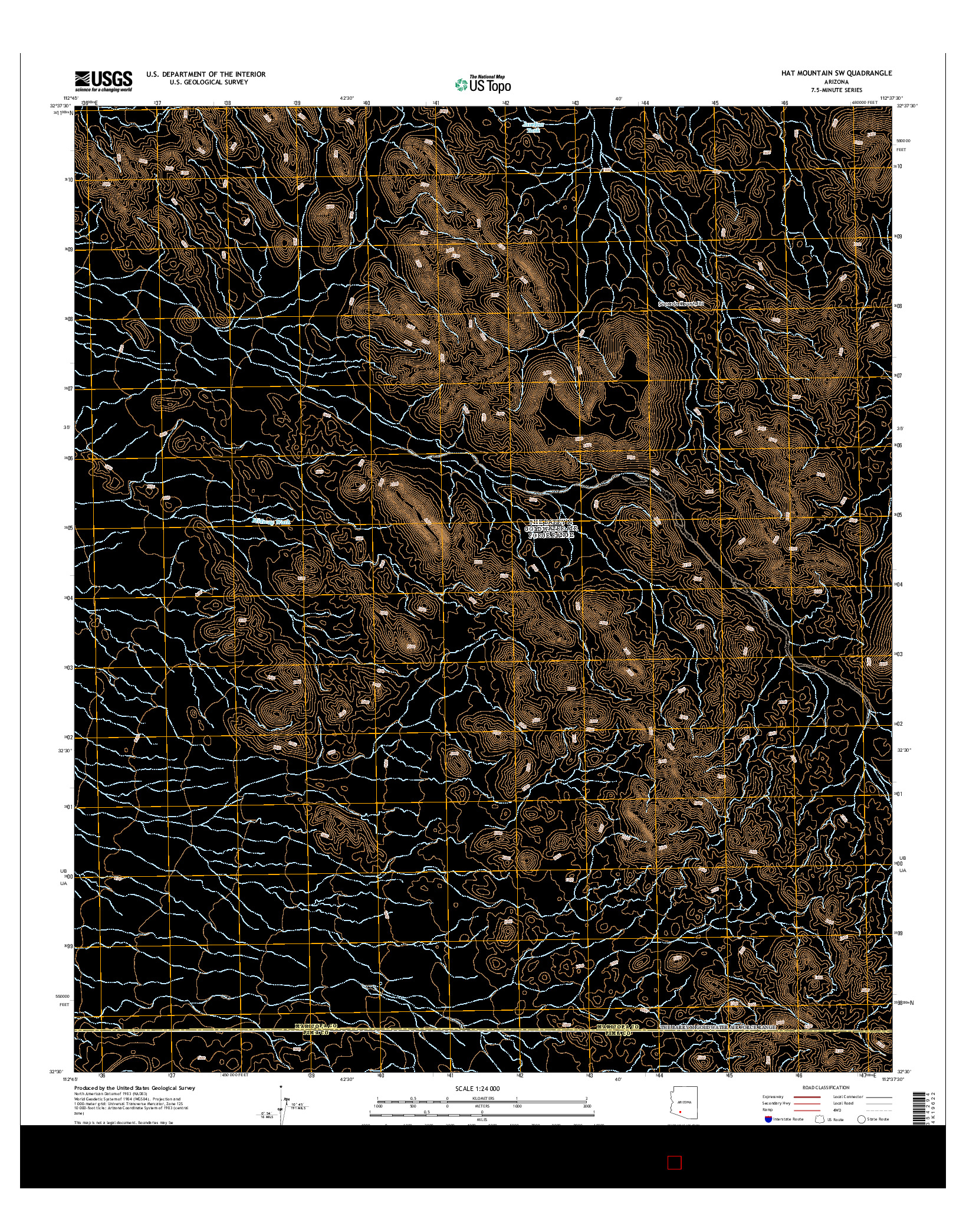 USGS US TOPO 7.5-MINUTE MAP FOR HAT MOUNTAIN SW, AZ 2014