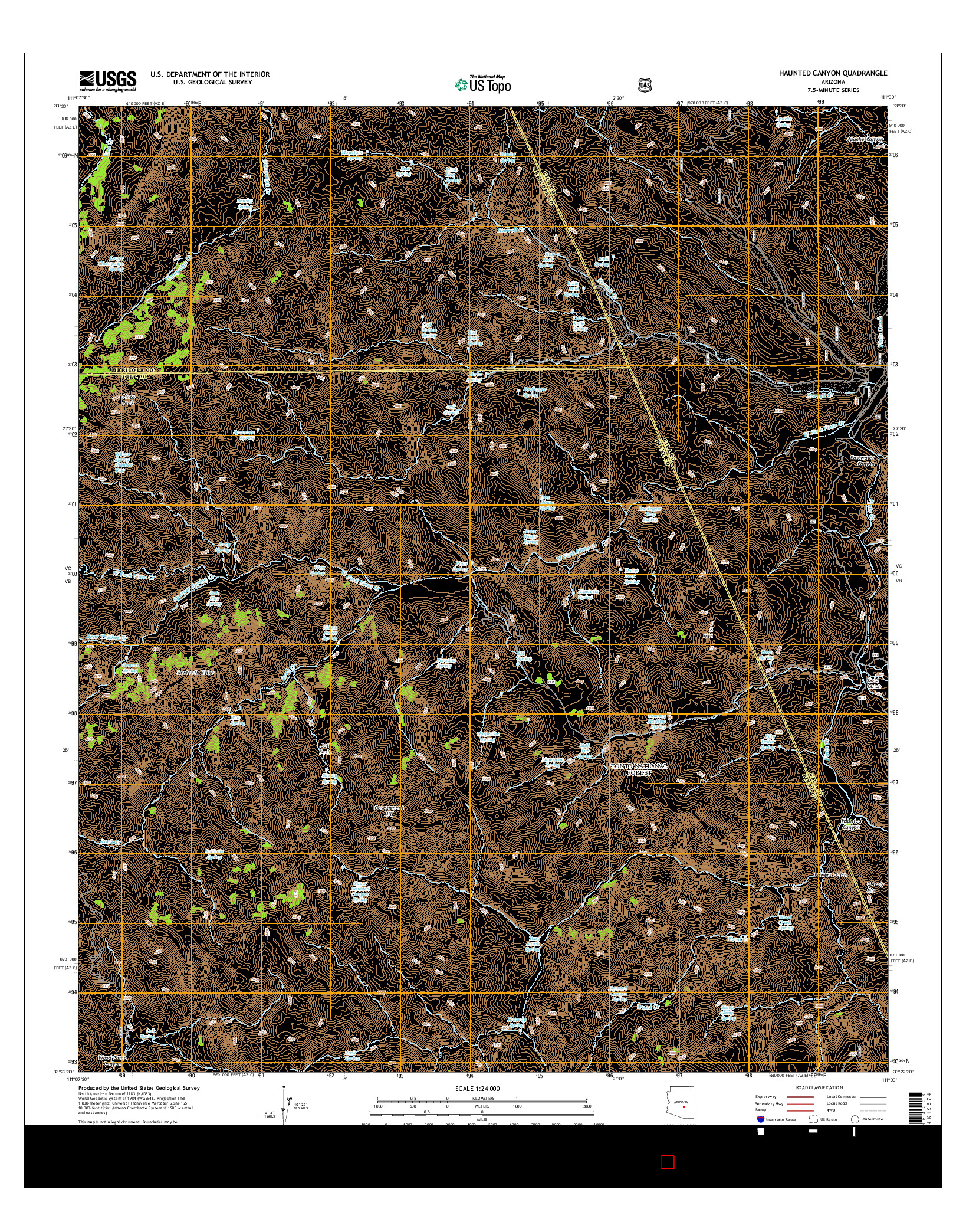 USGS US TOPO 7.5-MINUTE MAP FOR HAUNTED CANYON, AZ 2014