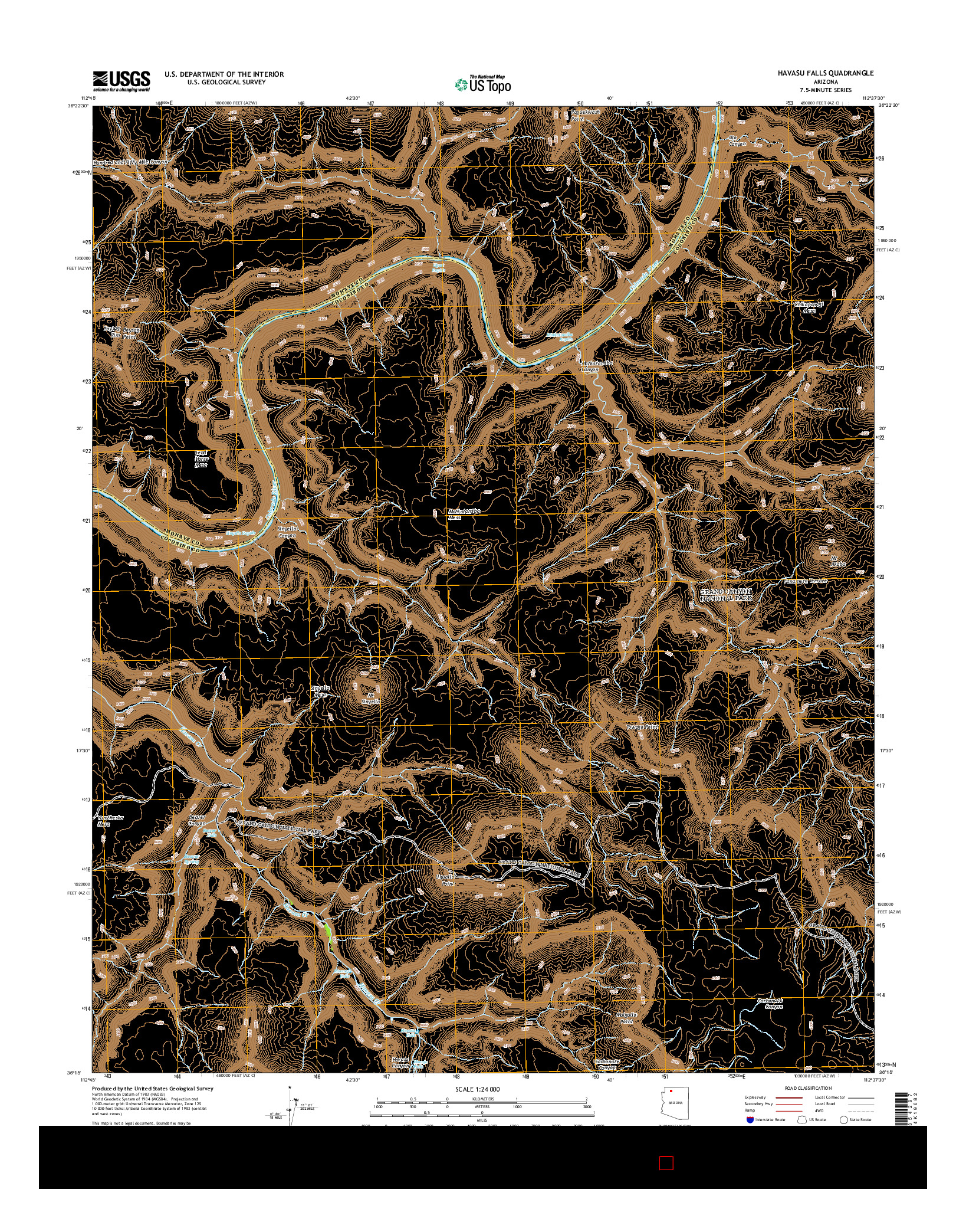 USGS US TOPO 7.5-MINUTE MAP FOR HAVASU FALLS, AZ 2014