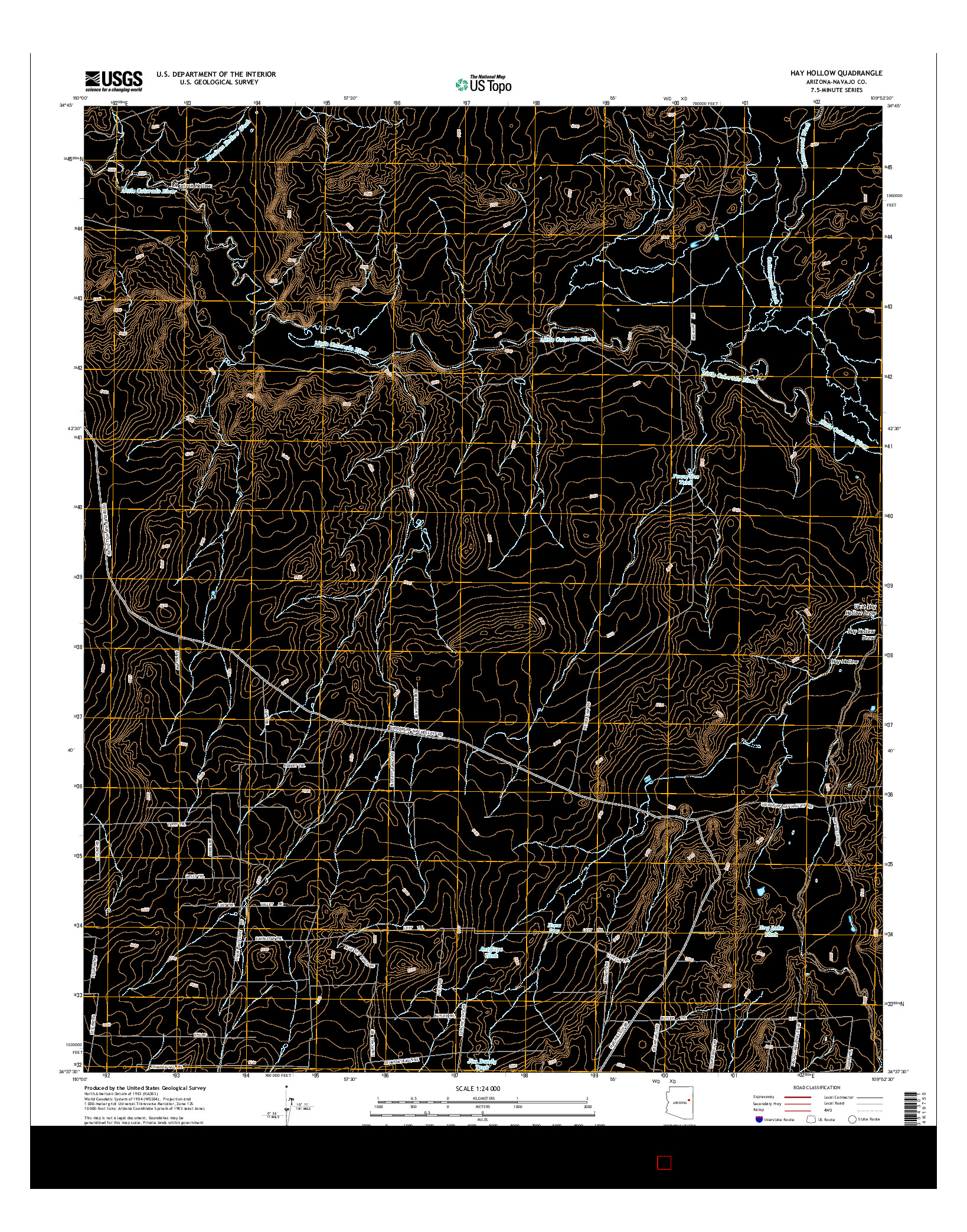 USGS US TOPO 7.5-MINUTE MAP FOR HAY HOLLOW, AZ 2014