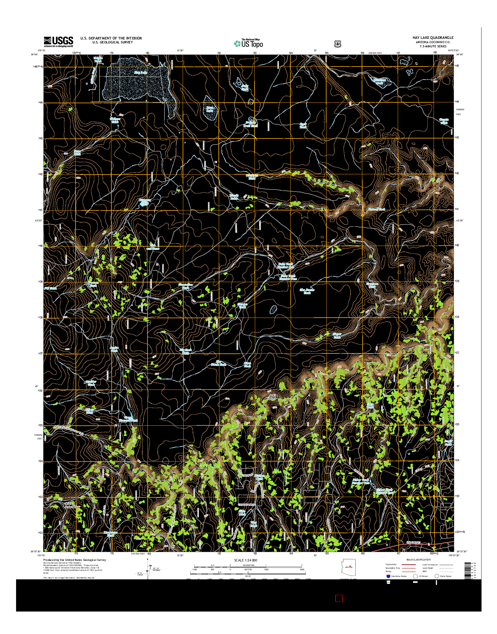 USGS US TOPO 7.5-MINUTE MAP FOR HAY LAKE, AZ 2014