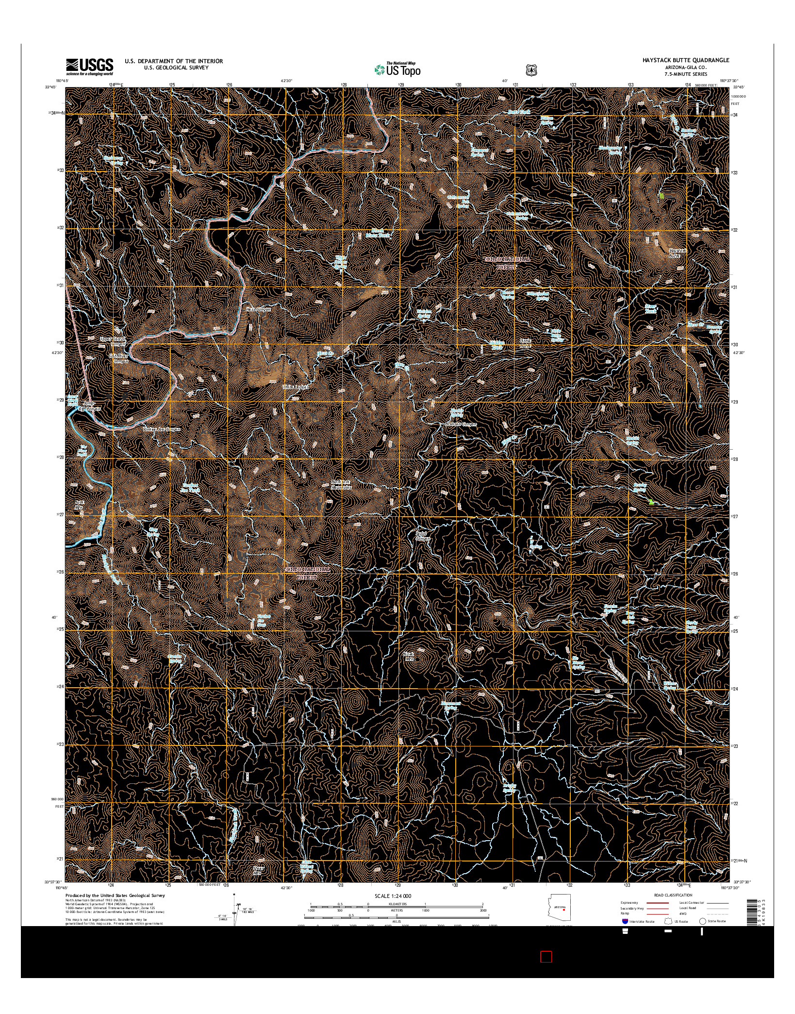 USGS US TOPO 7.5-MINUTE MAP FOR HAYSTACK BUTTE, AZ 2014