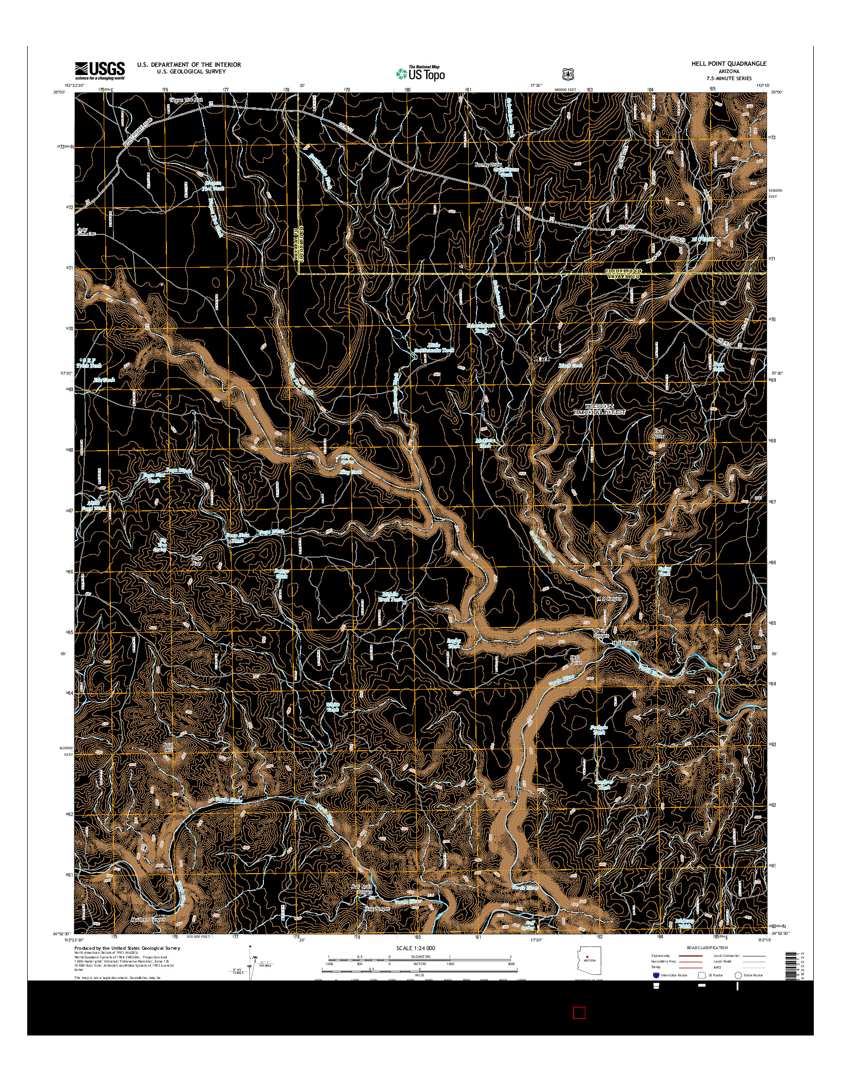 USGS US TOPO 7.5-MINUTE MAP FOR HELL POINT, AZ 2014