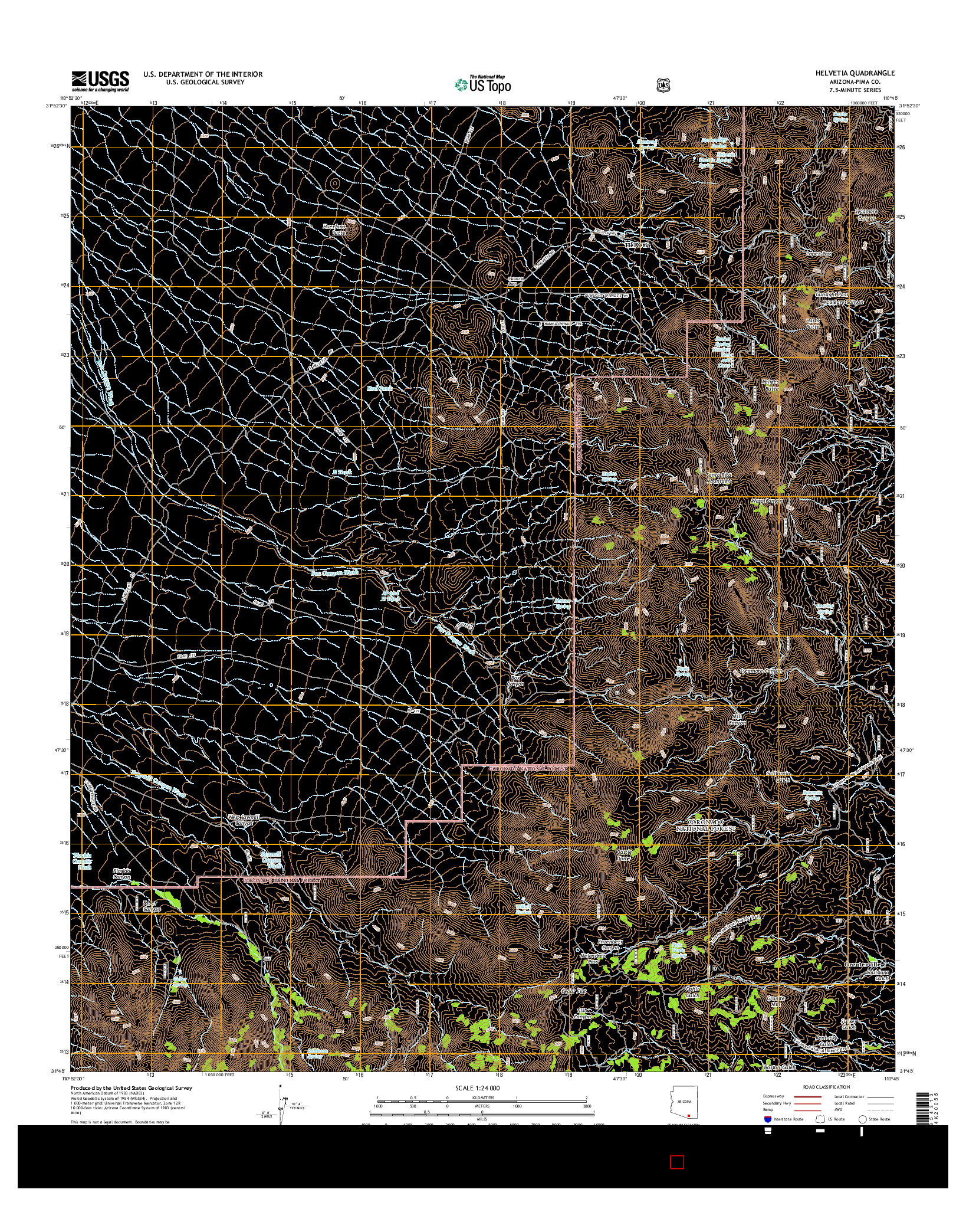 USGS US TOPO 7.5-MINUTE MAP FOR HELVETIA, AZ 2014