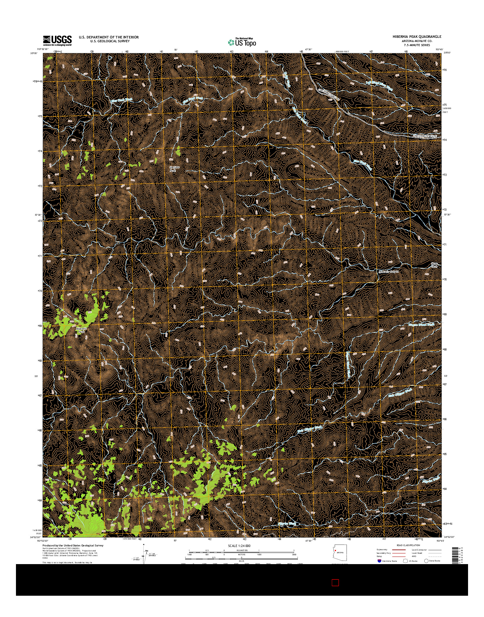 USGS US TOPO 7.5-MINUTE MAP FOR HIBERNIA PEAK, AZ 2014