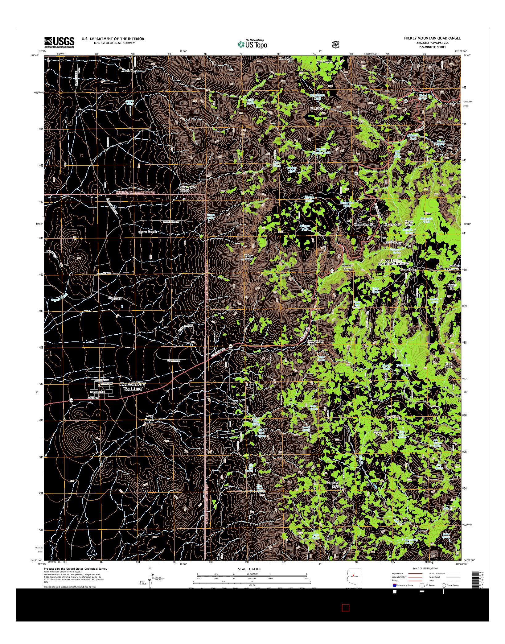 USGS US TOPO 7.5-MINUTE MAP FOR HICKEY MOUNTAIN, AZ 2014