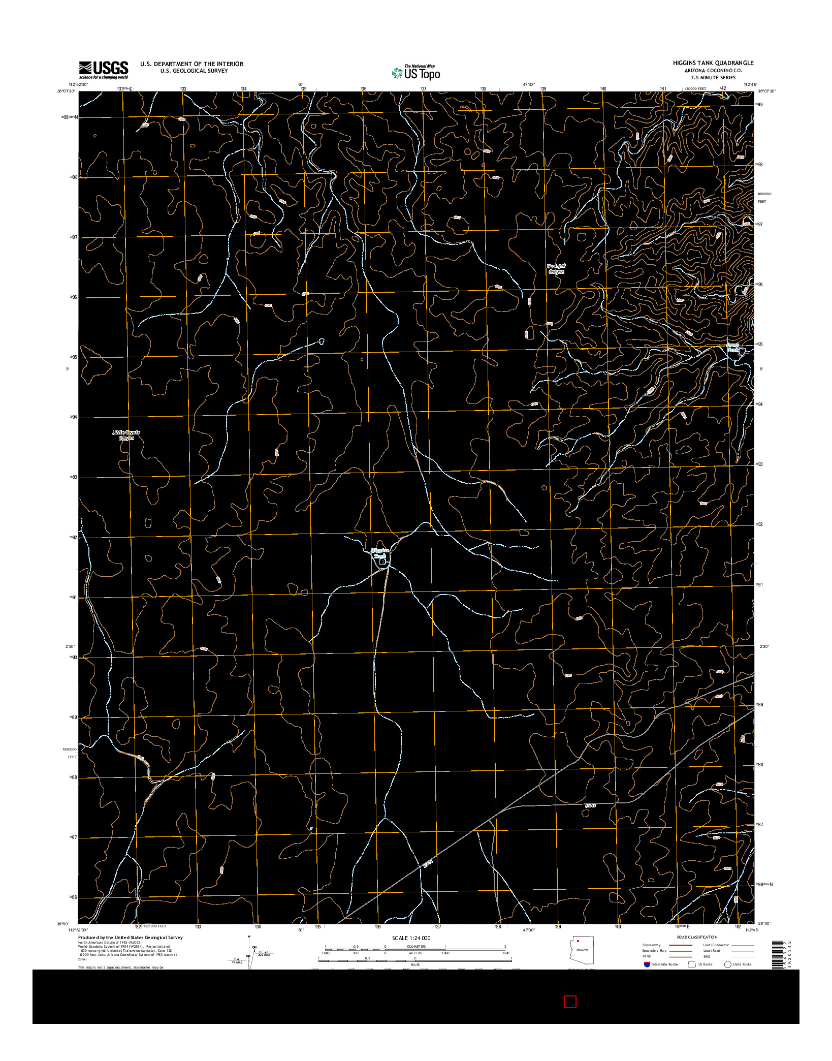 USGS US TOPO 7.5-MINUTE MAP FOR HIGGINS TANK, AZ 2014