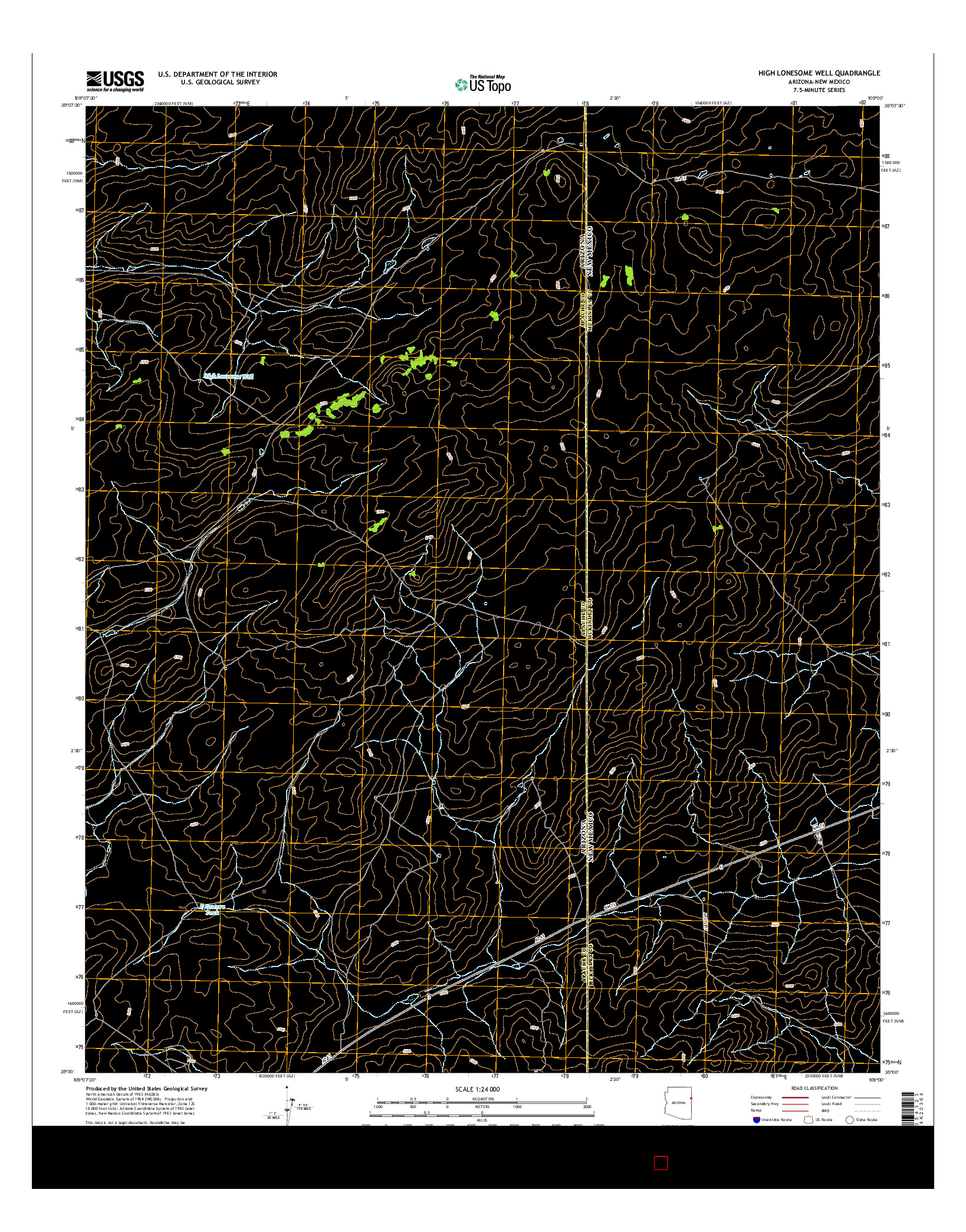 USGS US TOPO 7.5-MINUTE MAP FOR HIGH LONESOME WELL, AZ-NM 2014