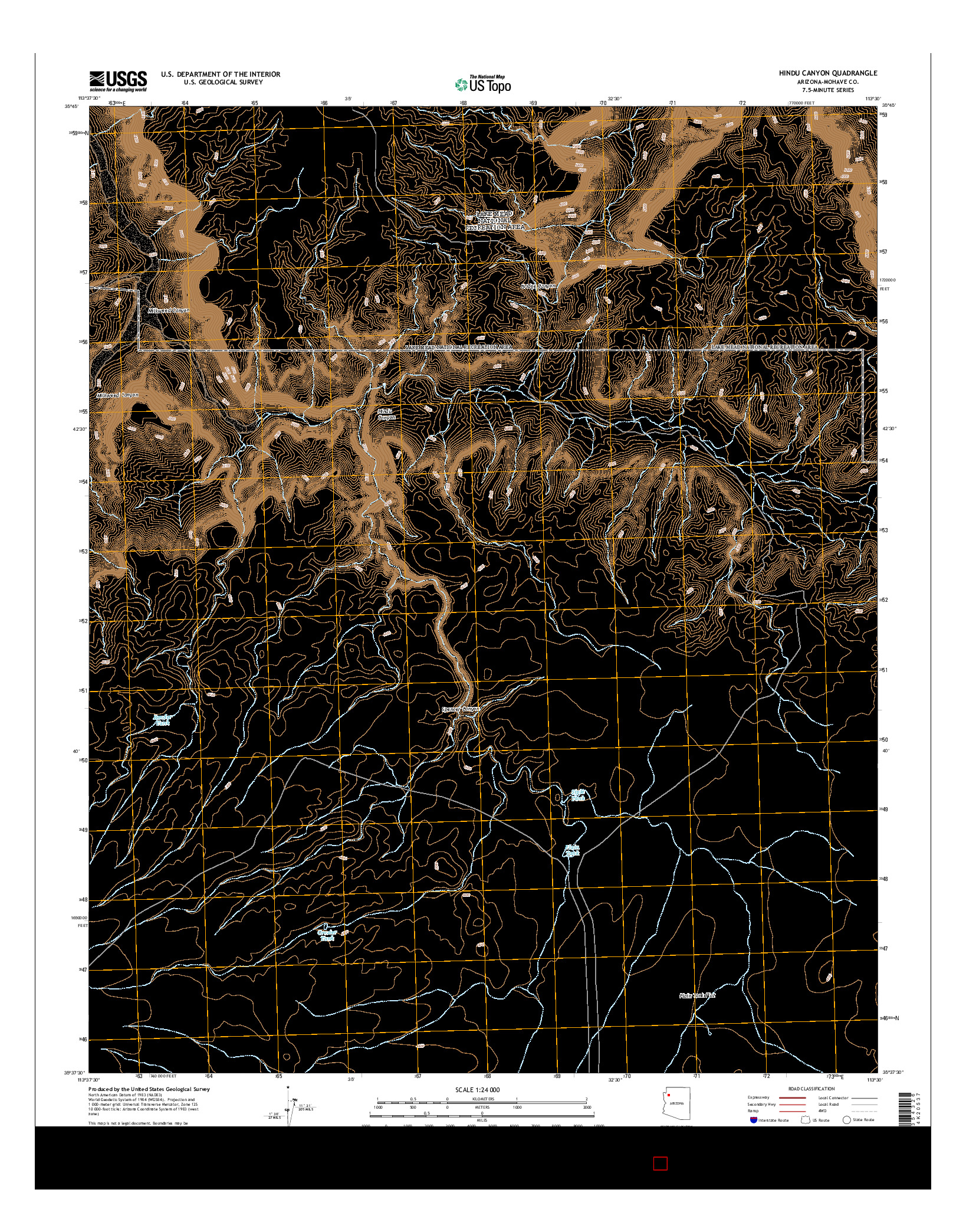 USGS US TOPO 7.5-MINUTE MAP FOR HINDU CANYON, AZ 2014