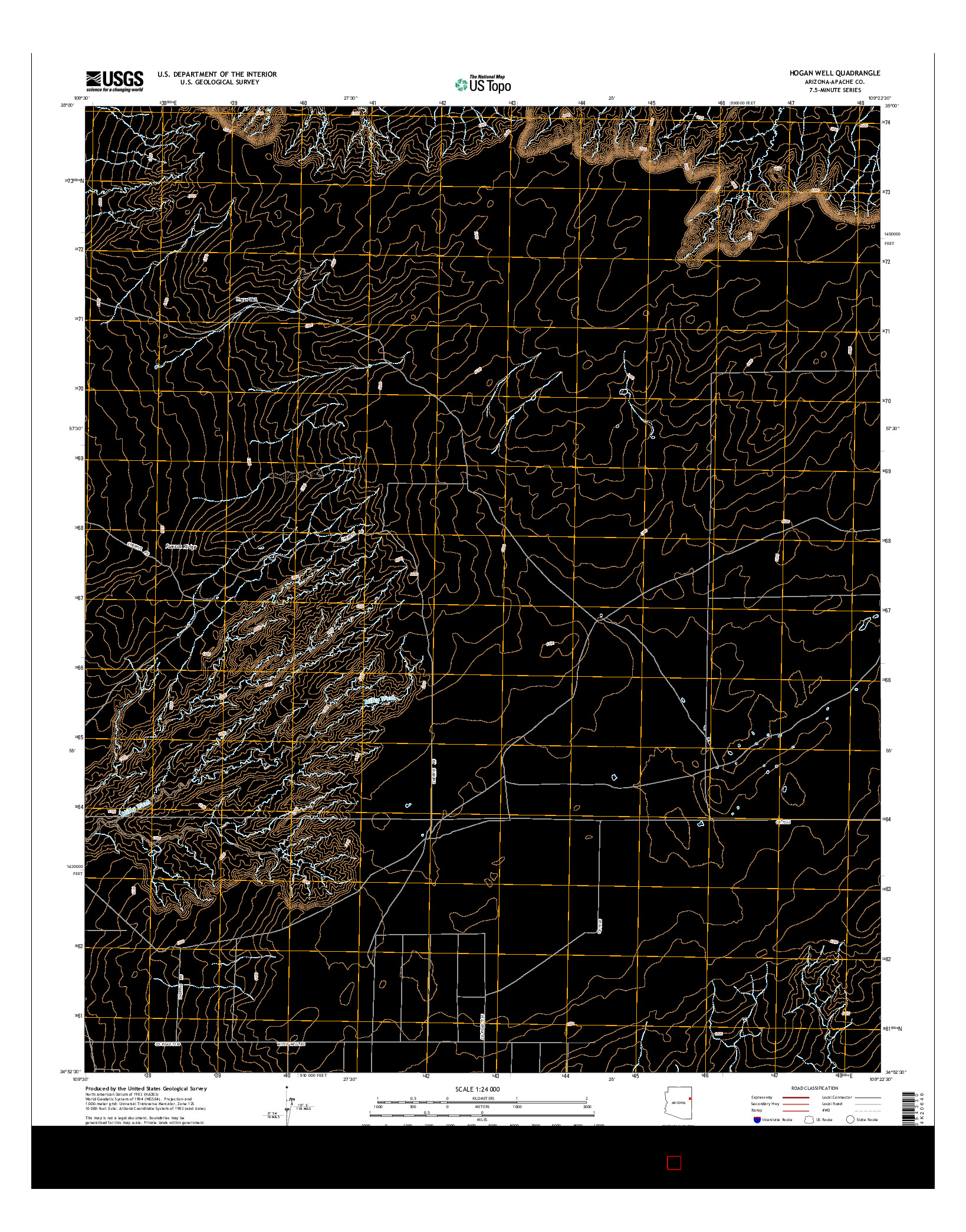 USGS US TOPO 7.5-MINUTE MAP FOR HOGAN WELL, AZ 2014