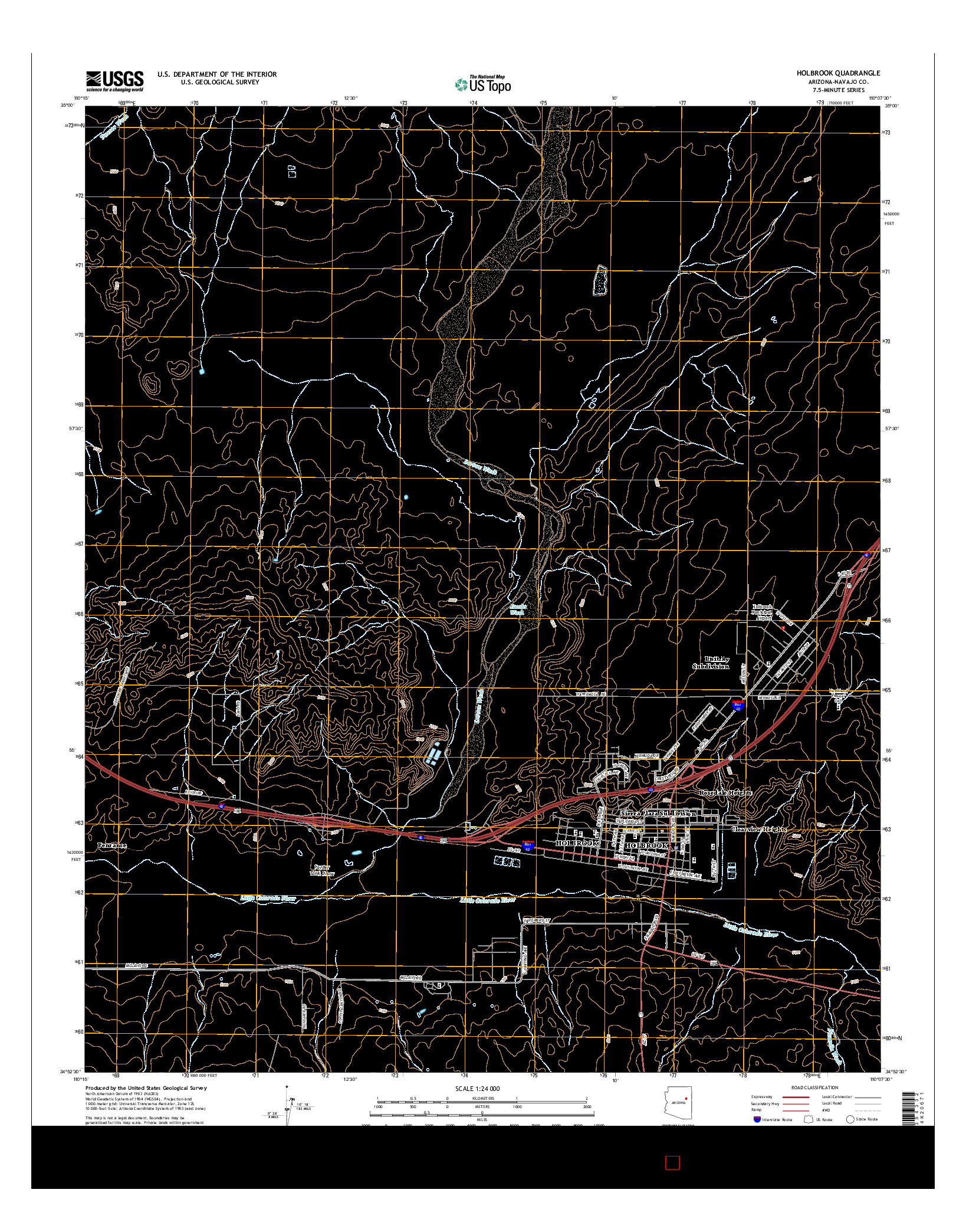 USGS US TOPO 7.5-MINUTE MAP FOR HOLBROOK, AZ 2014