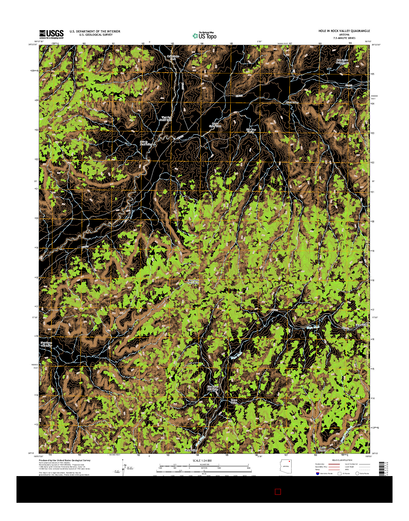 USGS US TOPO 7.5-MINUTE MAP FOR HOLE IN ROCK VALLEY, AZ 2014