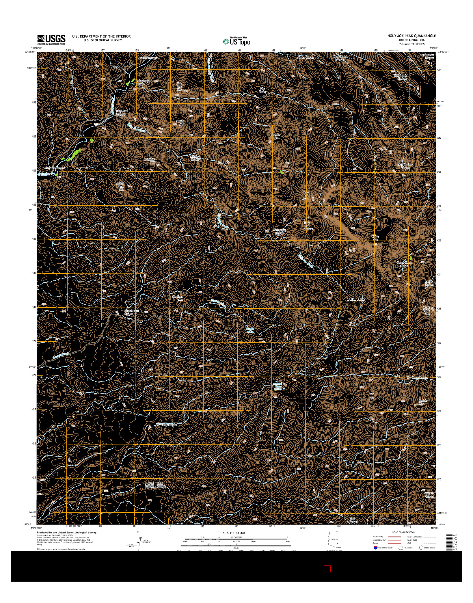 USGS US TOPO 7.5-MINUTE MAP FOR HOLY JOE PEAK, AZ 2014