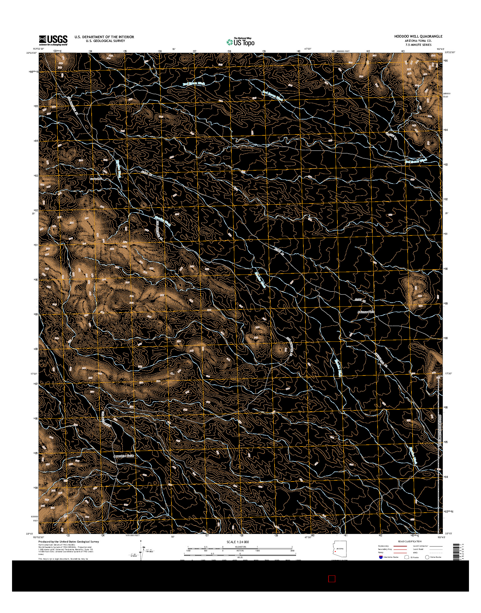 USGS US TOPO 7.5-MINUTE MAP FOR HOODOO WELL, AZ 2014