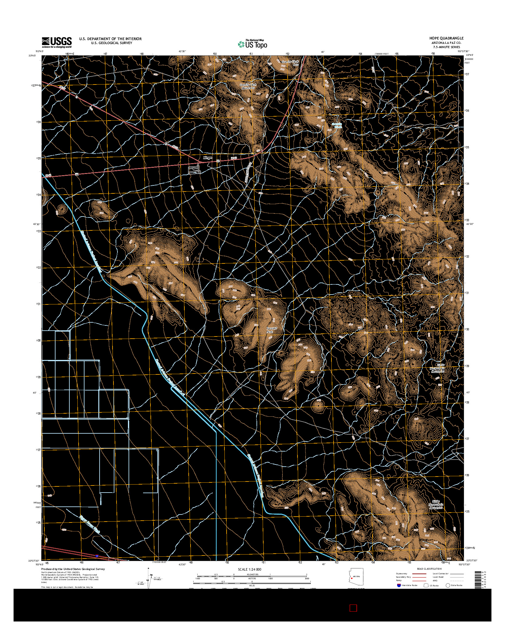 USGS US TOPO 7.5-MINUTE MAP FOR HOPE, AZ 2014