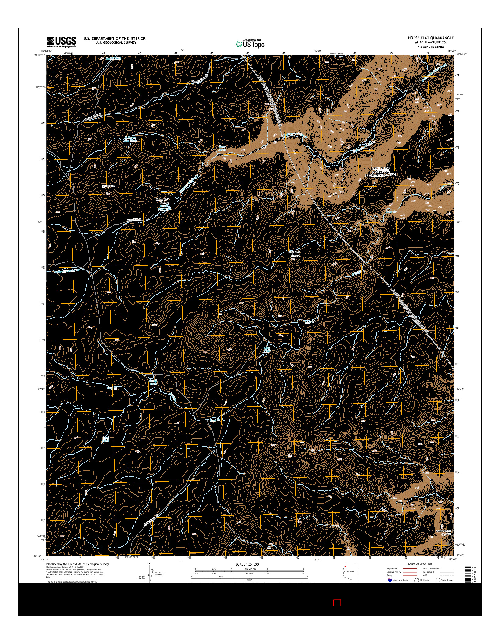 USGS US TOPO 7.5-MINUTE MAP FOR HORSE FLAT, AZ 2014