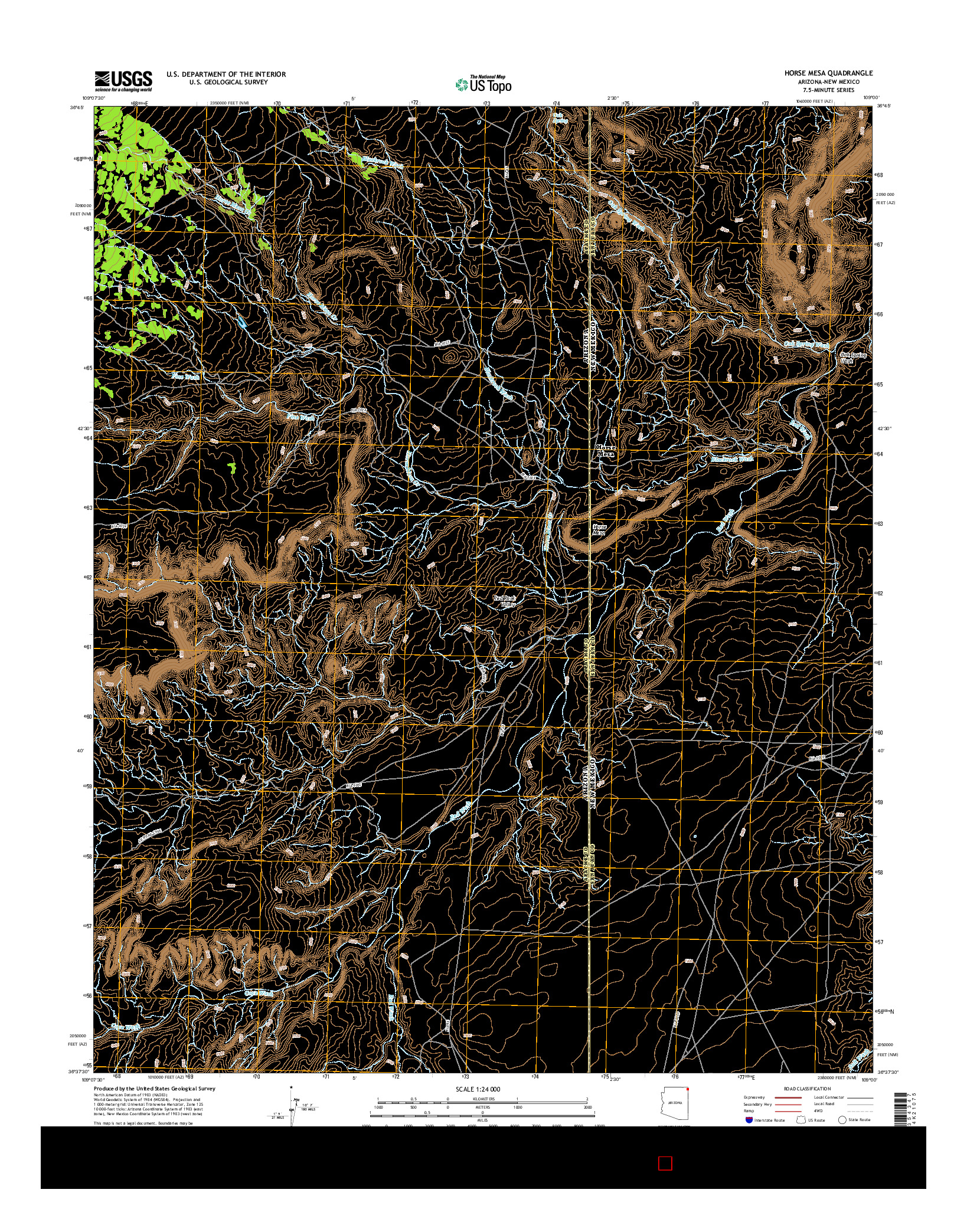 USGS US TOPO 7.5-MINUTE MAP FOR HORSE MESA, AZ-NM 2014
