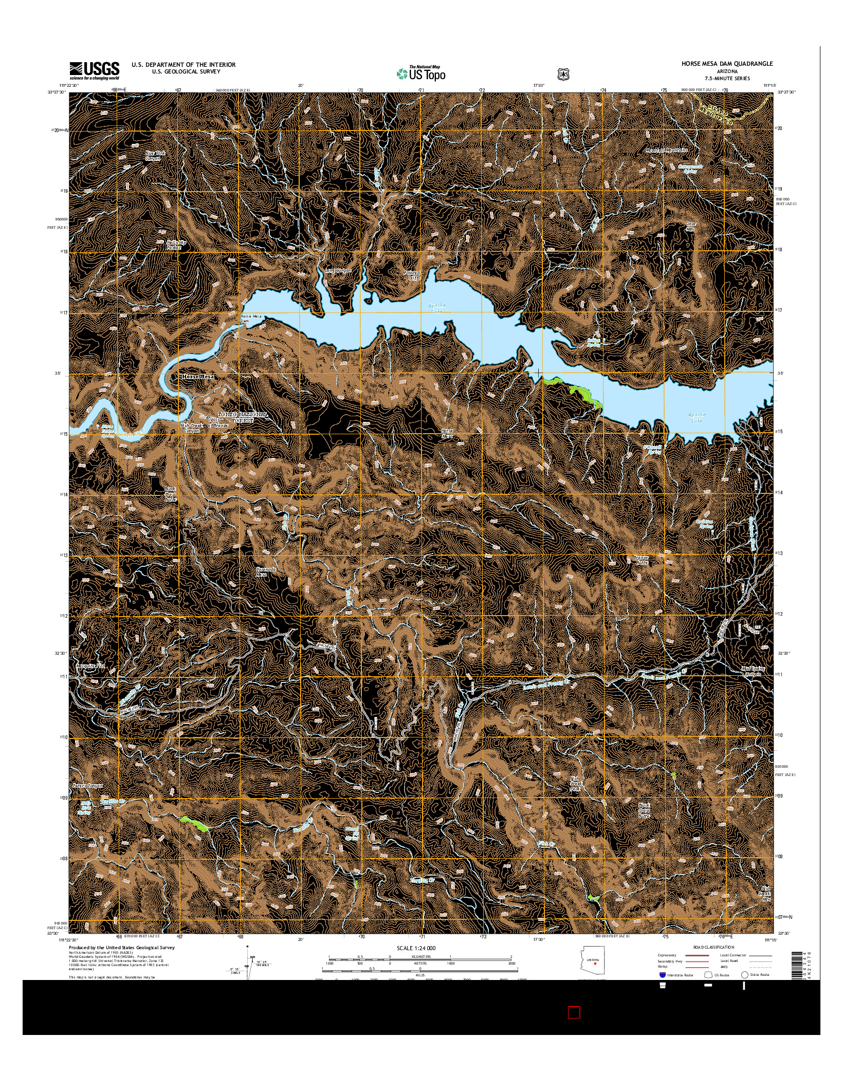 USGS US TOPO 7.5-MINUTE MAP FOR HORSE MESA DAM, AZ 2014