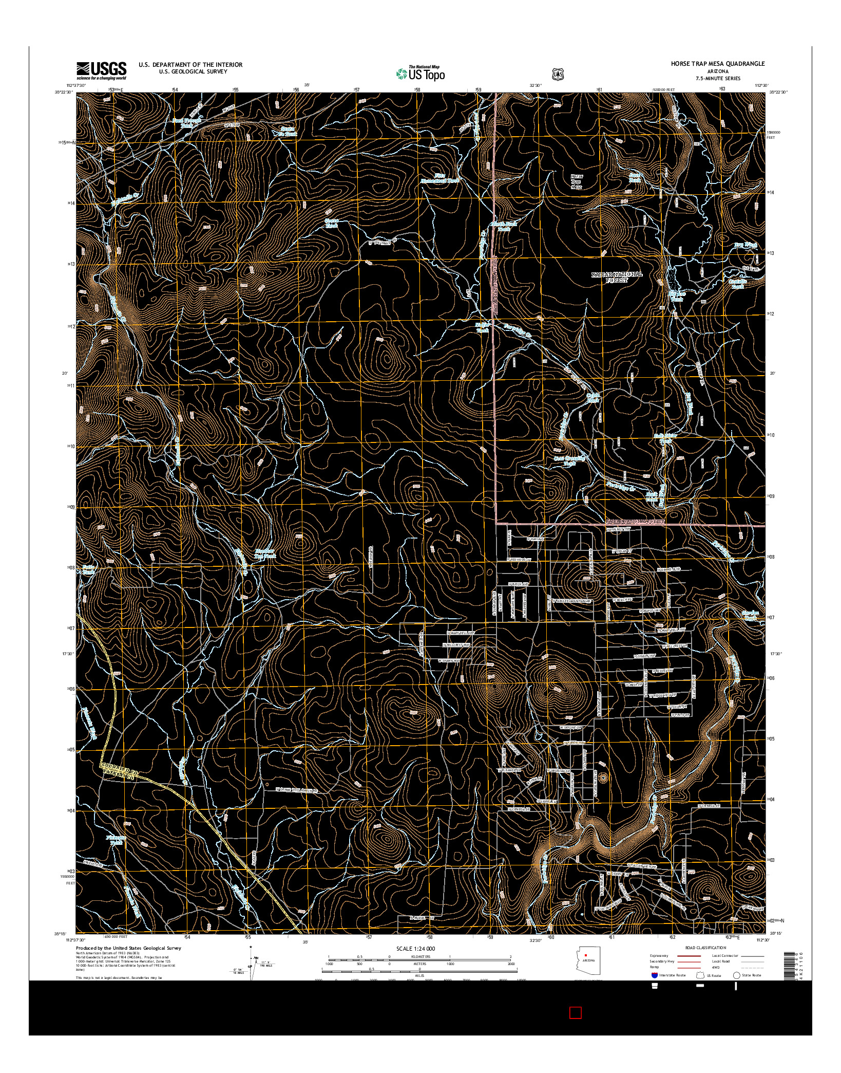 USGS US TOPO 7.5-MINUTE MAP FOR HORSE TRAP MESA, AZ 2014