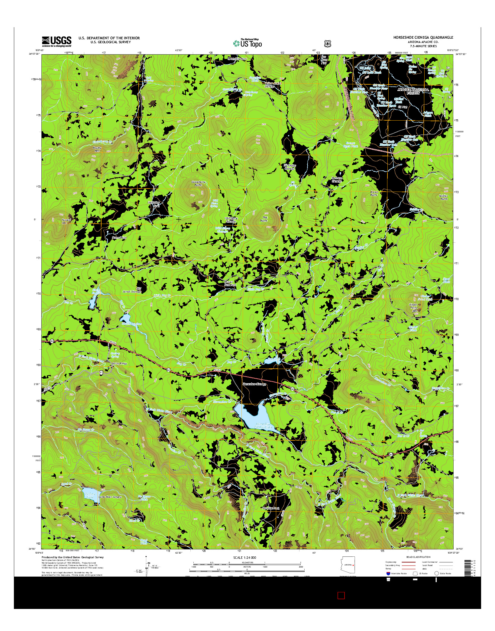 USGS US TOPO 7.5-MINUTE MAP FOR HORSESHOE CIENEGA, AZ 2014