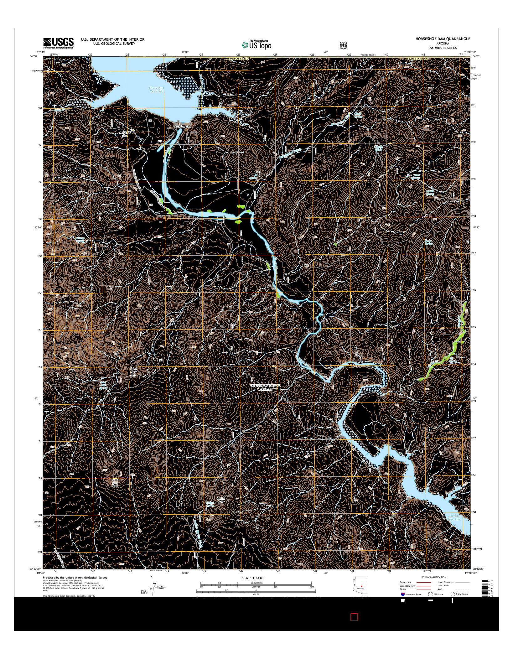 USGS US TOPO 7.5-MINUTE MAP FOR HORSESHOE DAM, AZ 2014