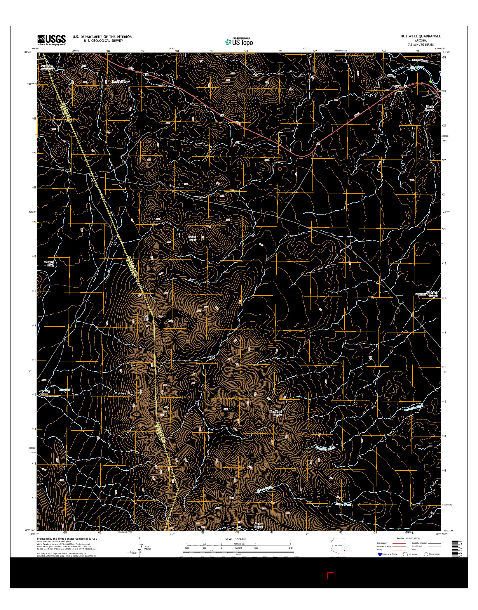 USGS US TOPO 7.5-MINUTE MAP FOR HOT WELL, AZ 2014