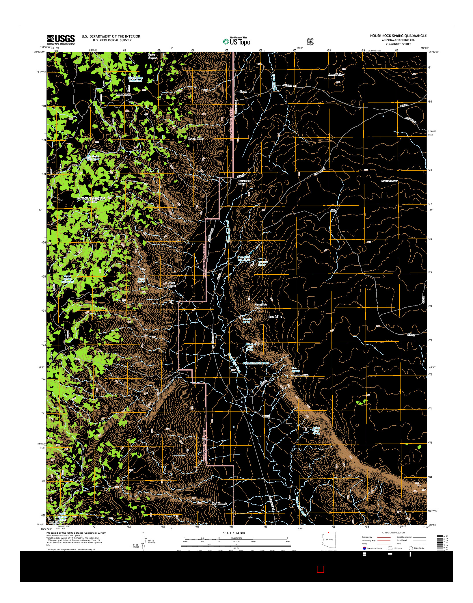 USGS US TOPO 7.5-MINUTE MAP FOR HOUSE ROCK SPRING, AZ 2014