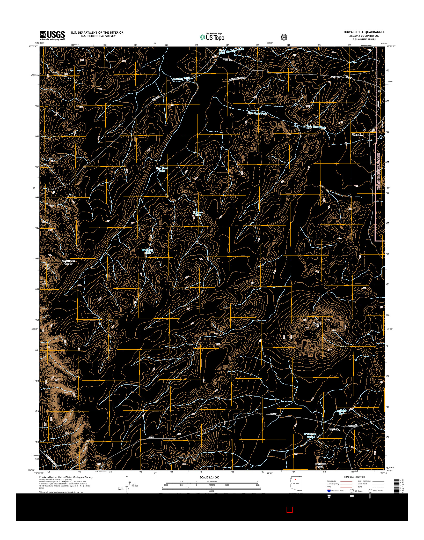 USGS US TOPO 7.5-MINUTE MAP FOR HOWARD HILL, AZ 2014