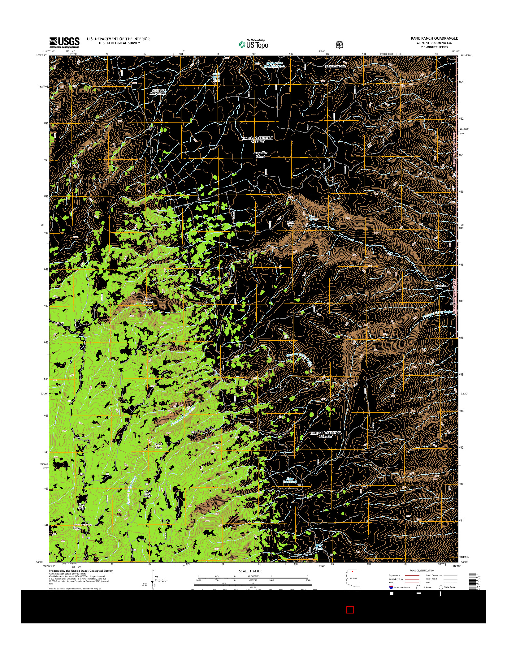 USGS US TOPO 7.5-MINUTE MAP FOR KANE RANCH, AZ 2014