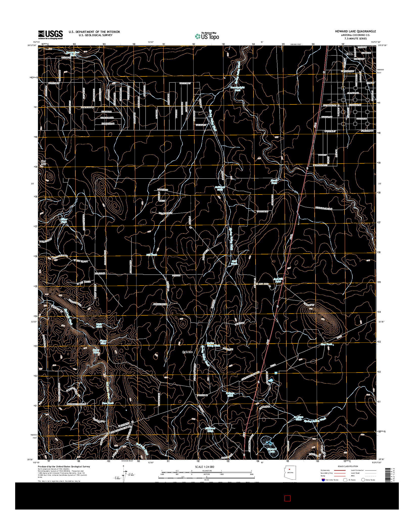 USGS US TOPO 7.5-MINUTE MAP FOR HOWARD LAKE, AZ 2014