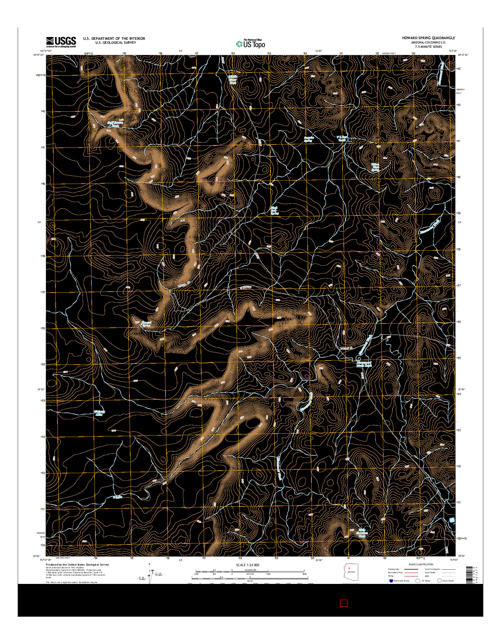 USGS US TOPO 7.5-MINUTE MAP FOR HOWARD SPRING, AZ 2014