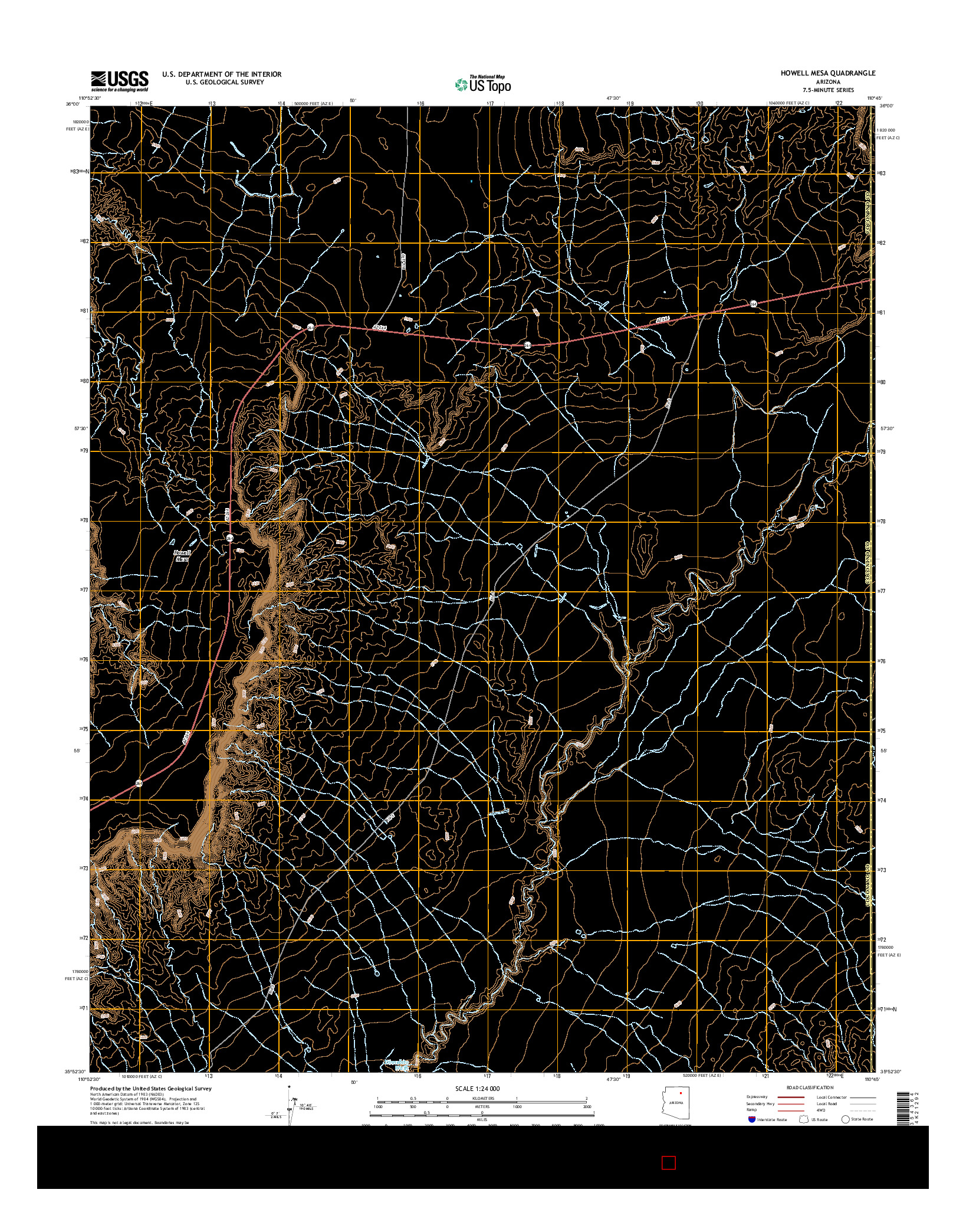 USGS US TOPO 7.5-MINUTE MAP FOR HOWELL MESA, AZ 2014