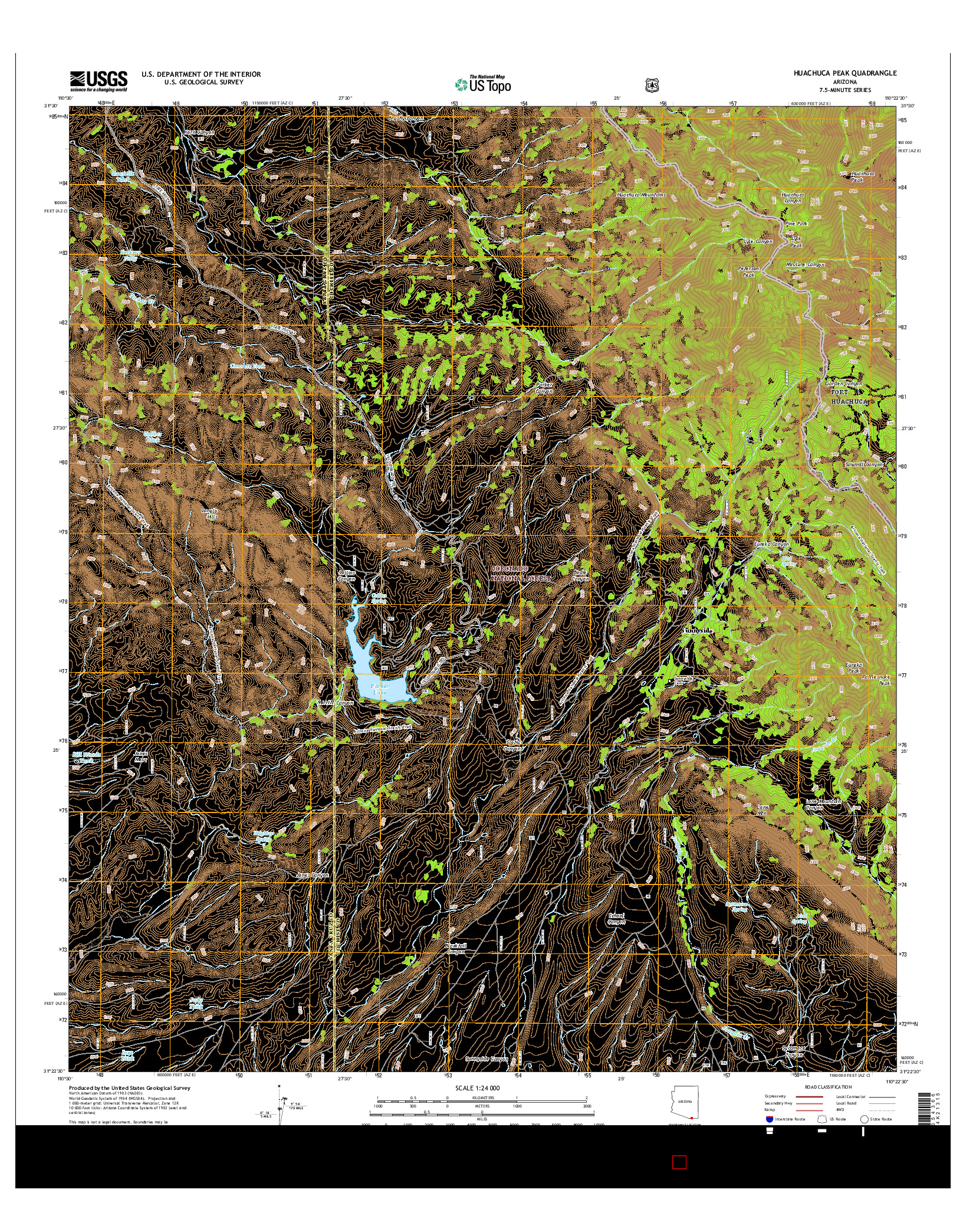 USGS US TOPO 7.5-MINUTE MAP FOR HUACHUCA PEAK, AZ 2014