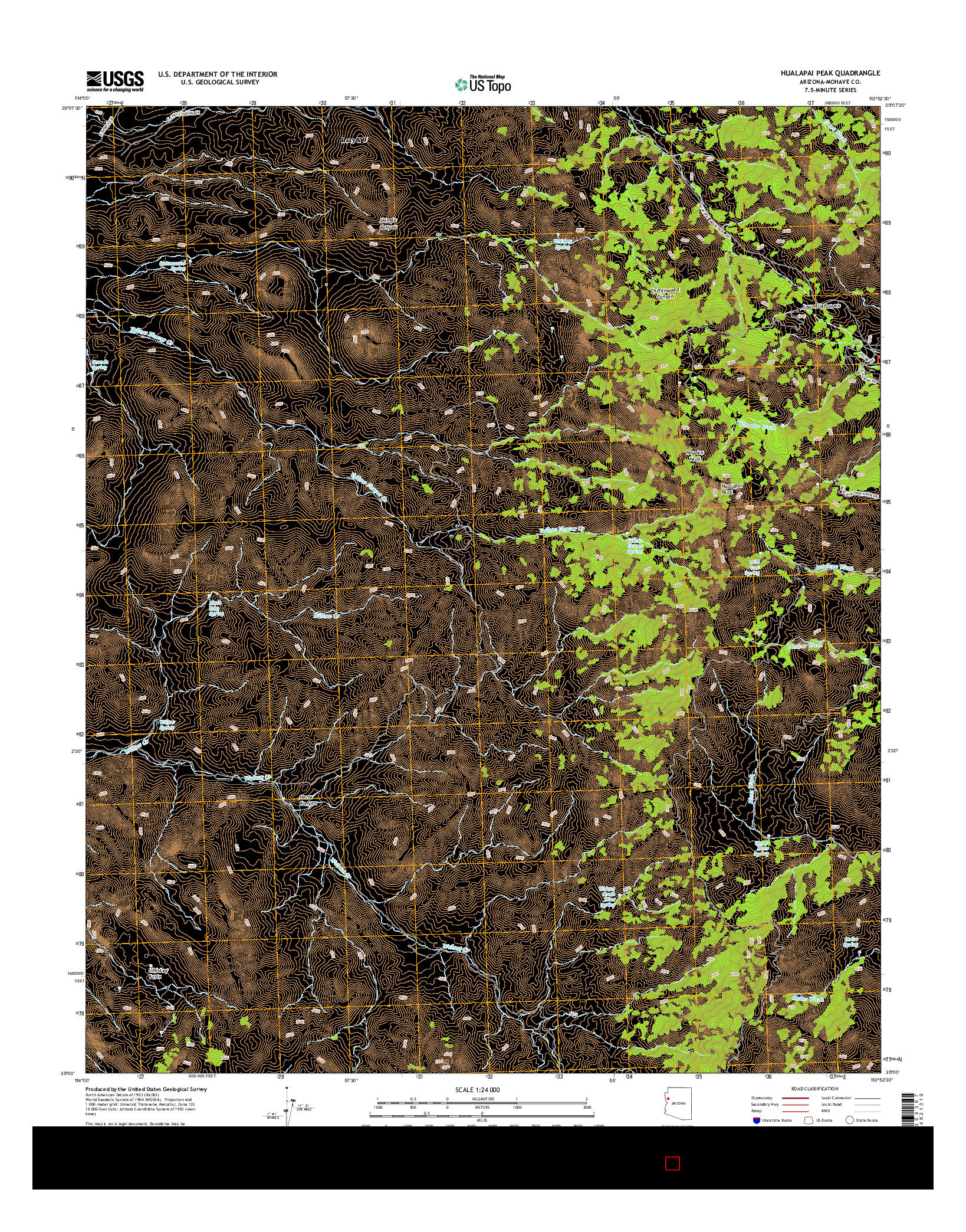 USGS US TOPO 7.5-MINUTE MAP FOR HUALAPAI PEAK, AZ 2014