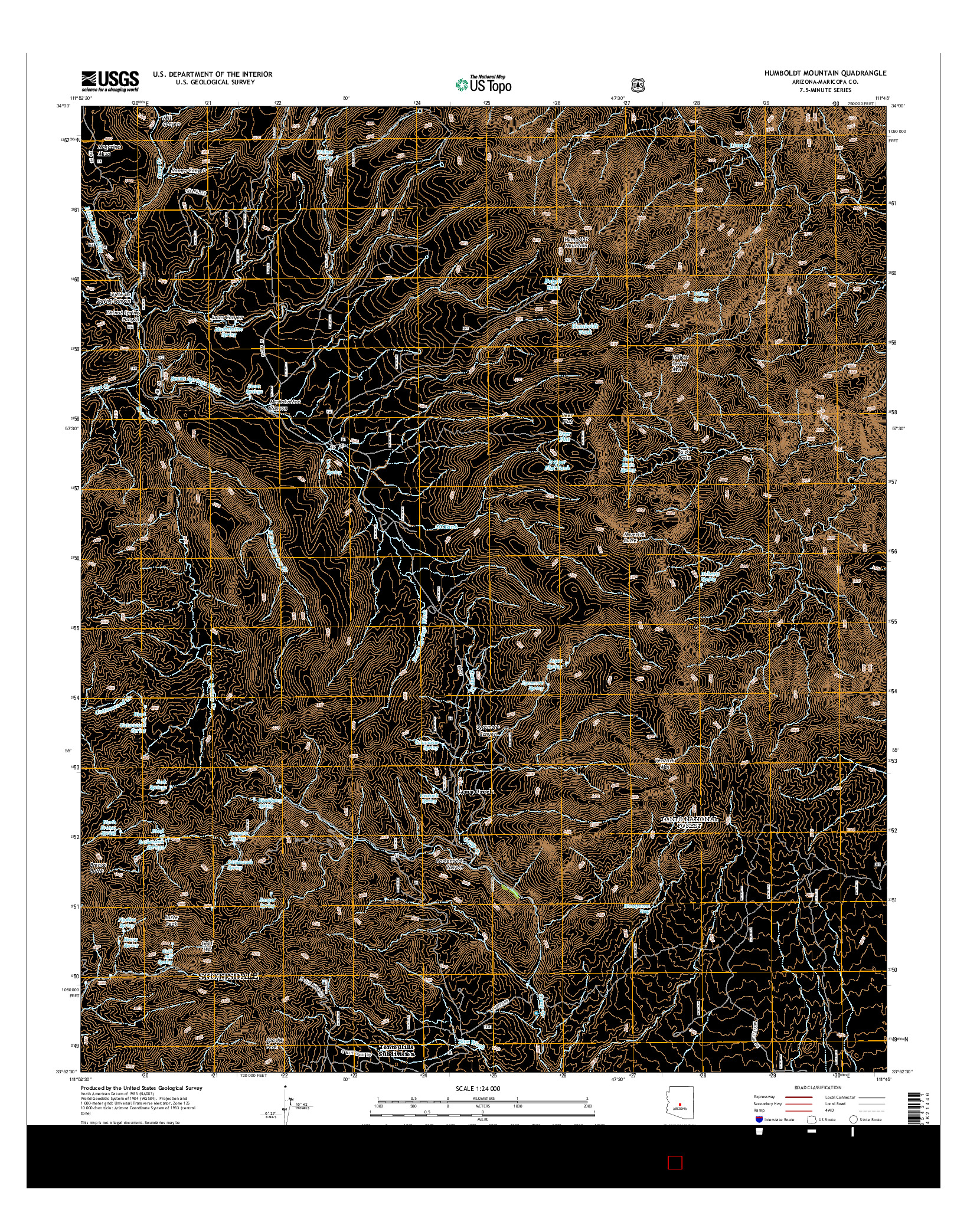 USGS US TOPO 7.5-MINUTE MAP FOR HUMBOLDT MOUNTAIN, AZ 2014