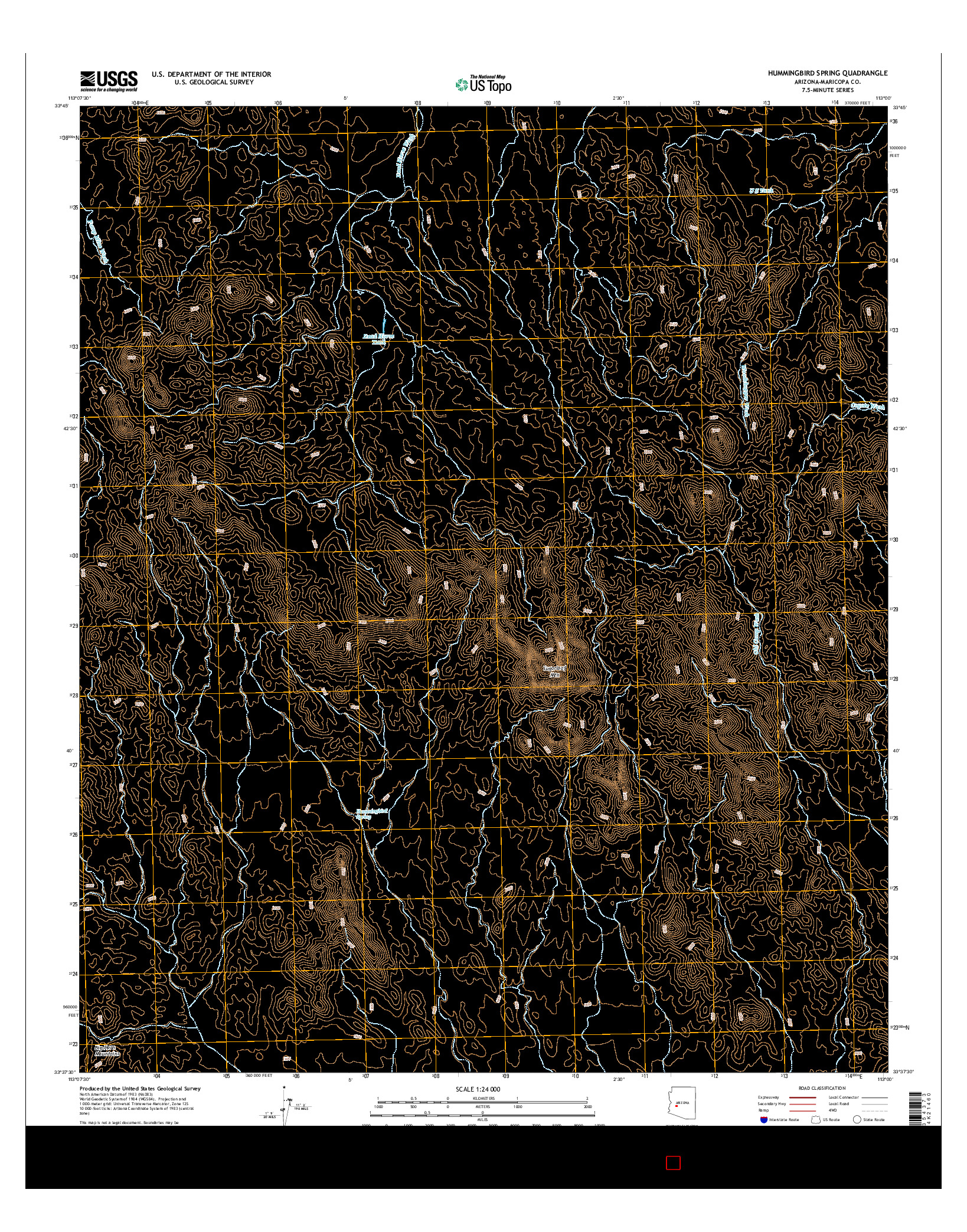 USGS US TOPO 7.5-MINUTE MAP FOR HUMMINGBIRD SPRING, AZ 2014