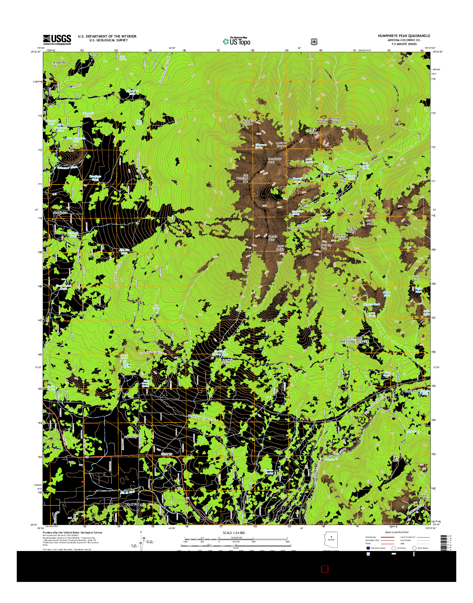 USGS US TOPO 7.5-MINUTE MAP FOR HUMPHREYS PEAK, AZ 2014