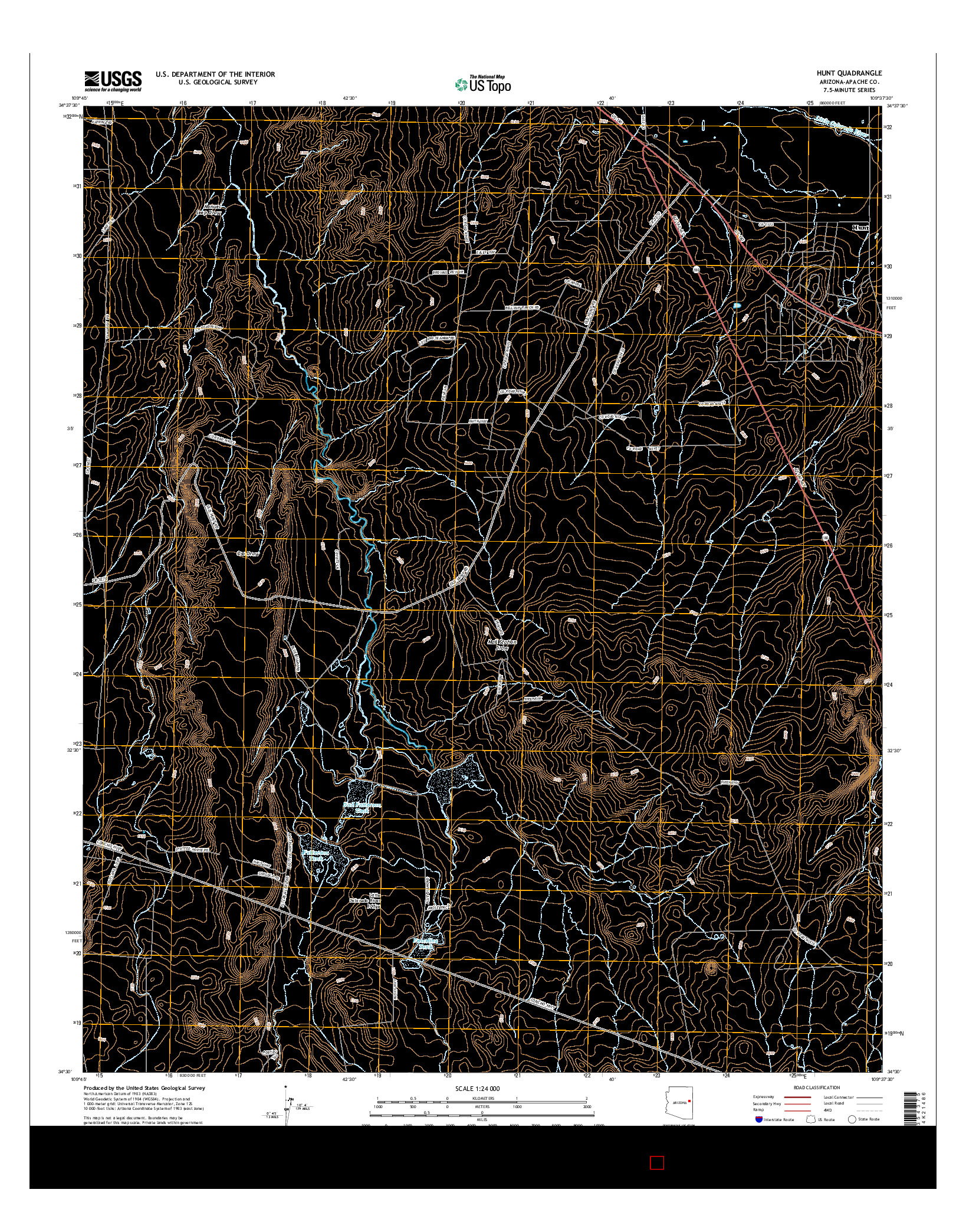 USGS US TOPO 7.5-MINUTE MAP FOR HUNT, AZ 2014