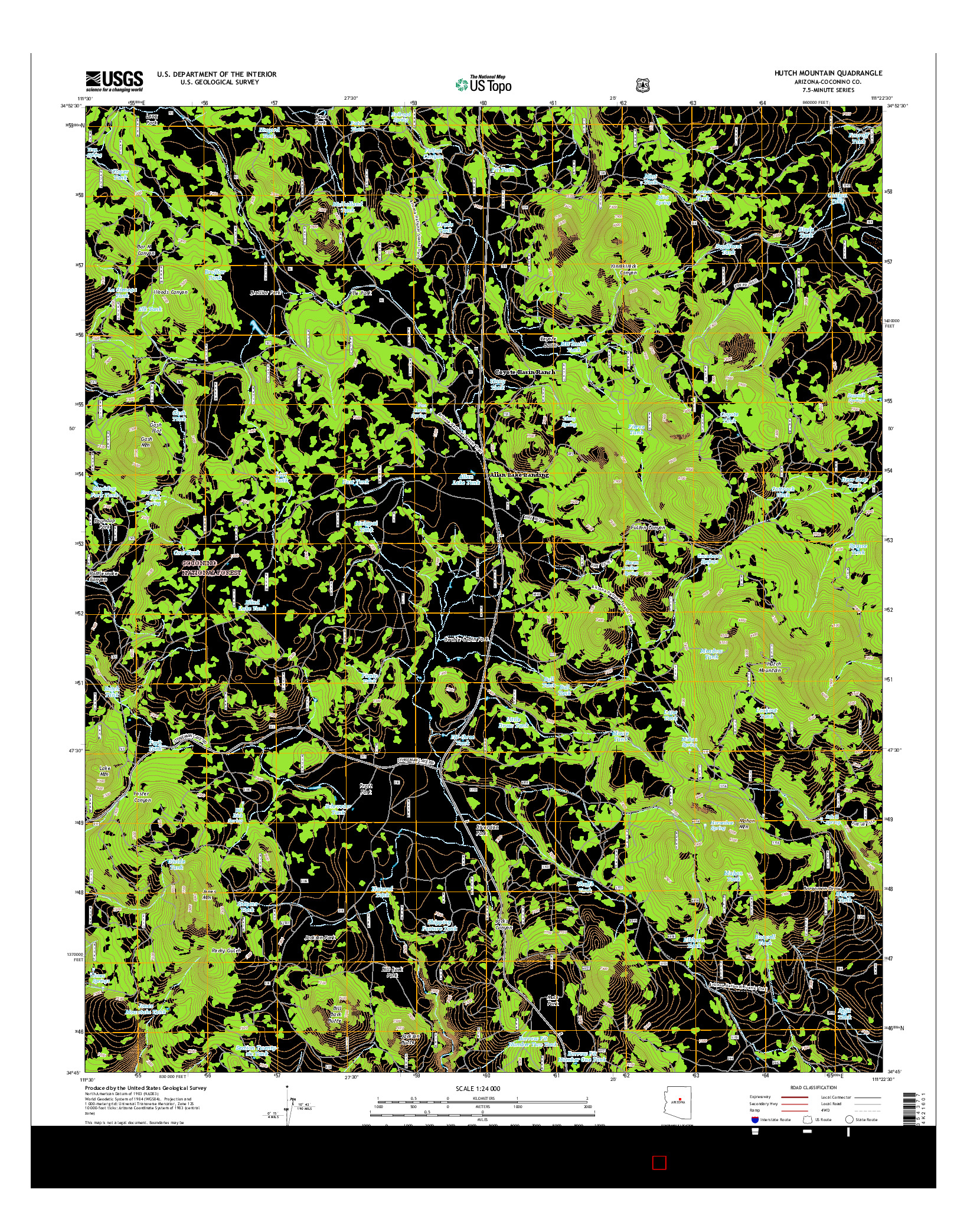 USGS US TOPO 7.5-MINUTE MAP FOR HUTCH MOUNTAIN, AZ 2014