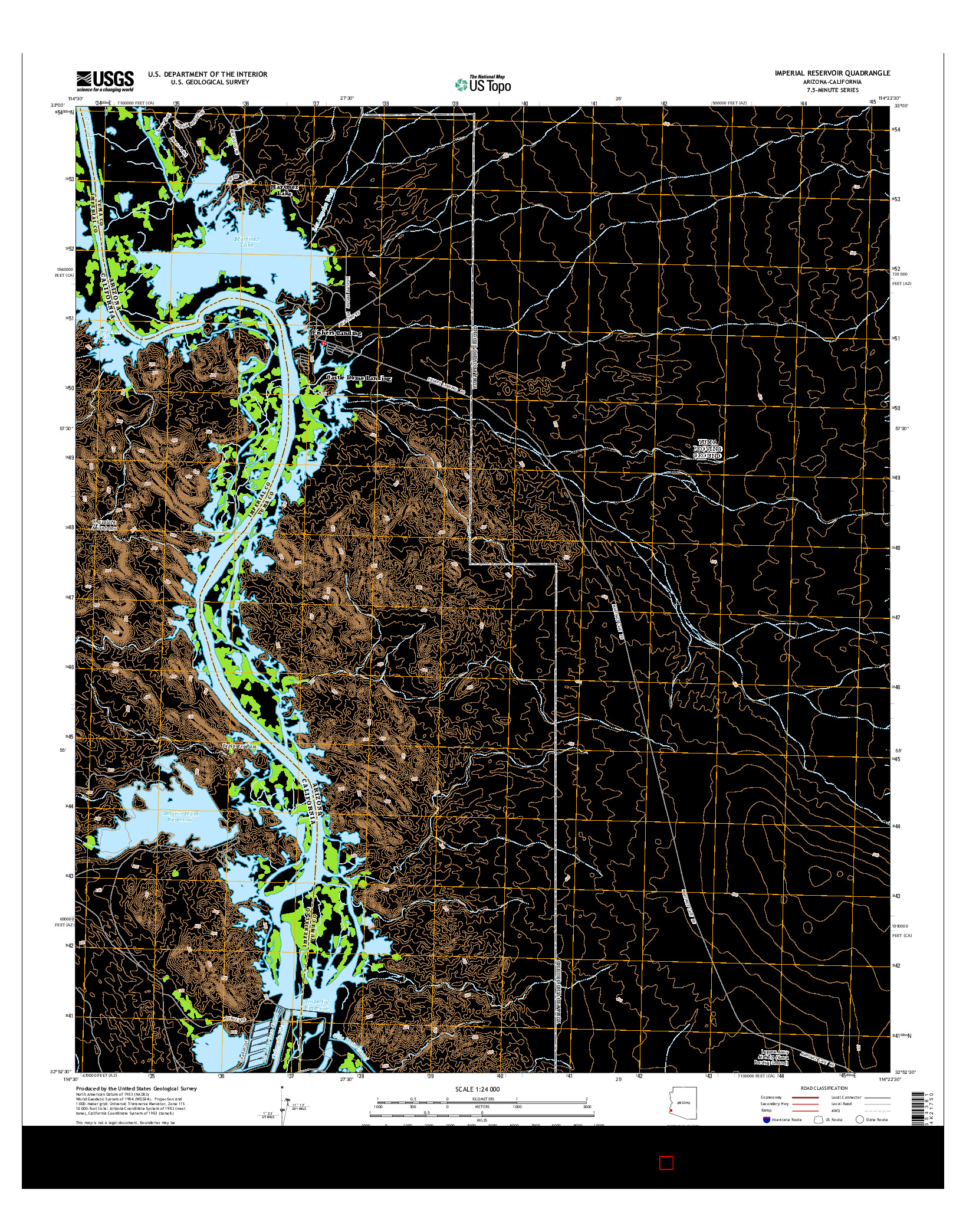 USGS US TOPO 7.5-MINUTE MAP FOR IMPERIAL RESERVOIR, AZ-CA 2014