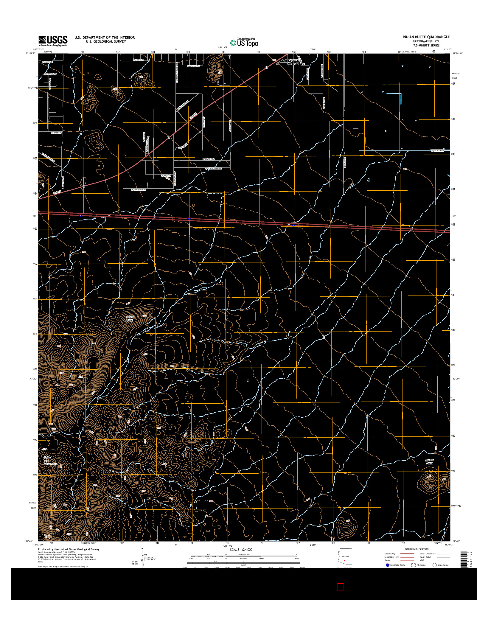 USGS US TOPO 7.5-MINUTE MAP FOR INDIAN BUTTE, AZ 2014