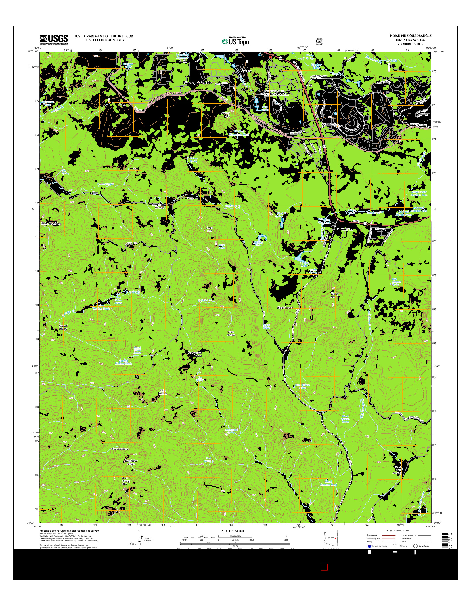 USGS US TOPO 7.5-MINUTE MAP FOR INDIAN PINE, AZ 2014