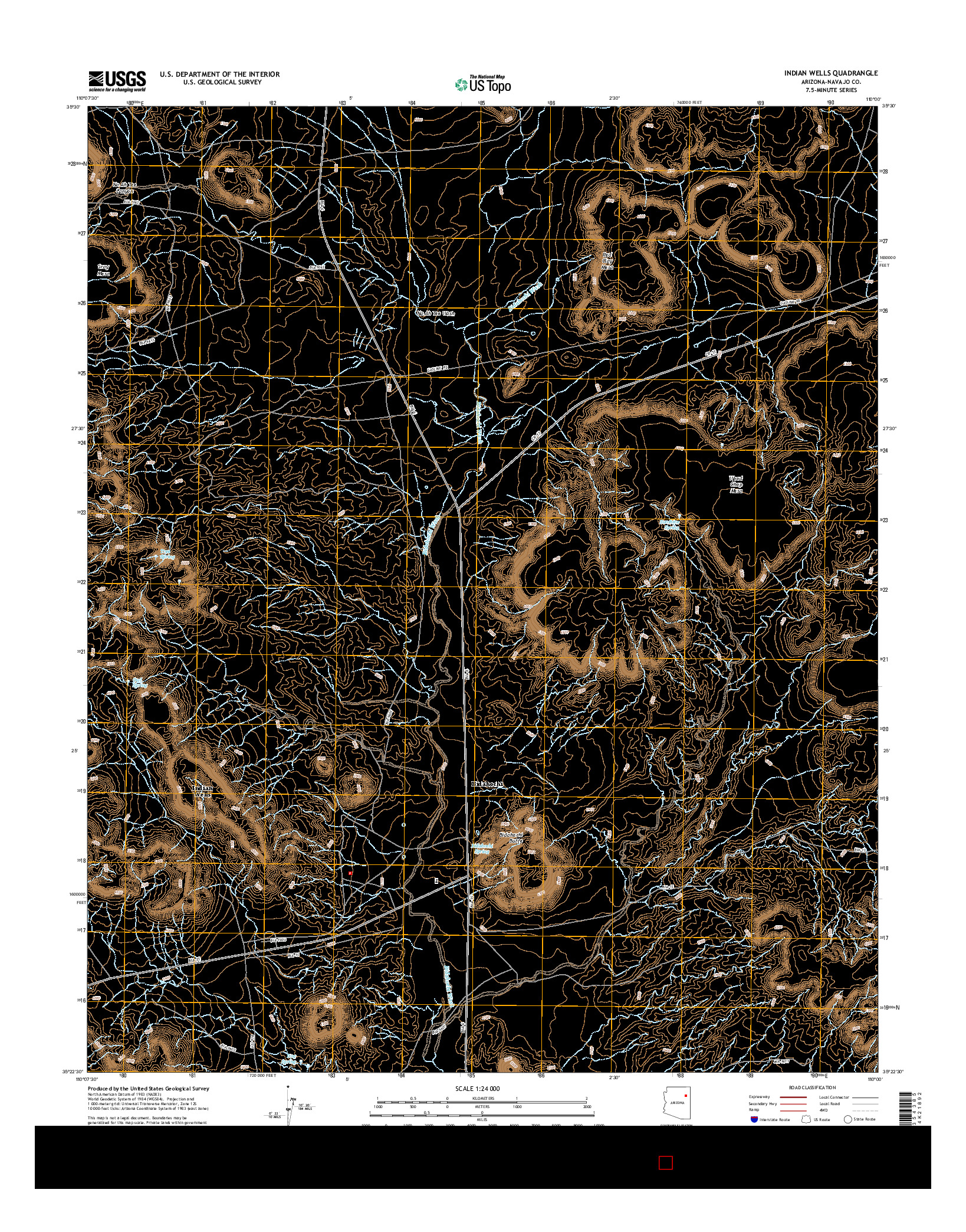 USGS US TOPO 7.5-MINUTE MAP FOR INDIAN WELLS, AZ 2014