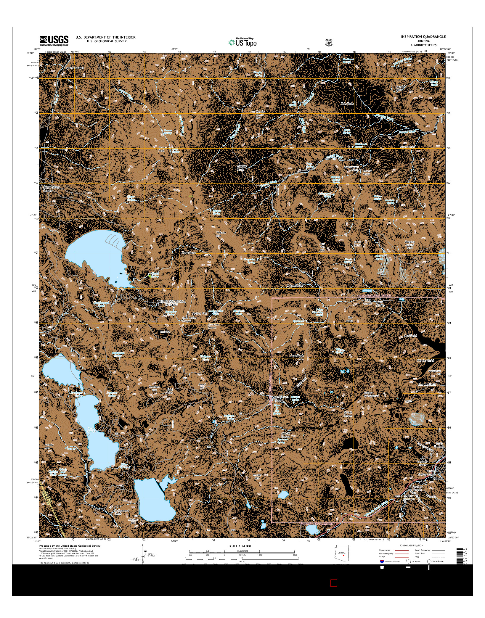 USGS US TOPO 7.5-MINUTE MAP FOR INSPIRATION, AZ 2014