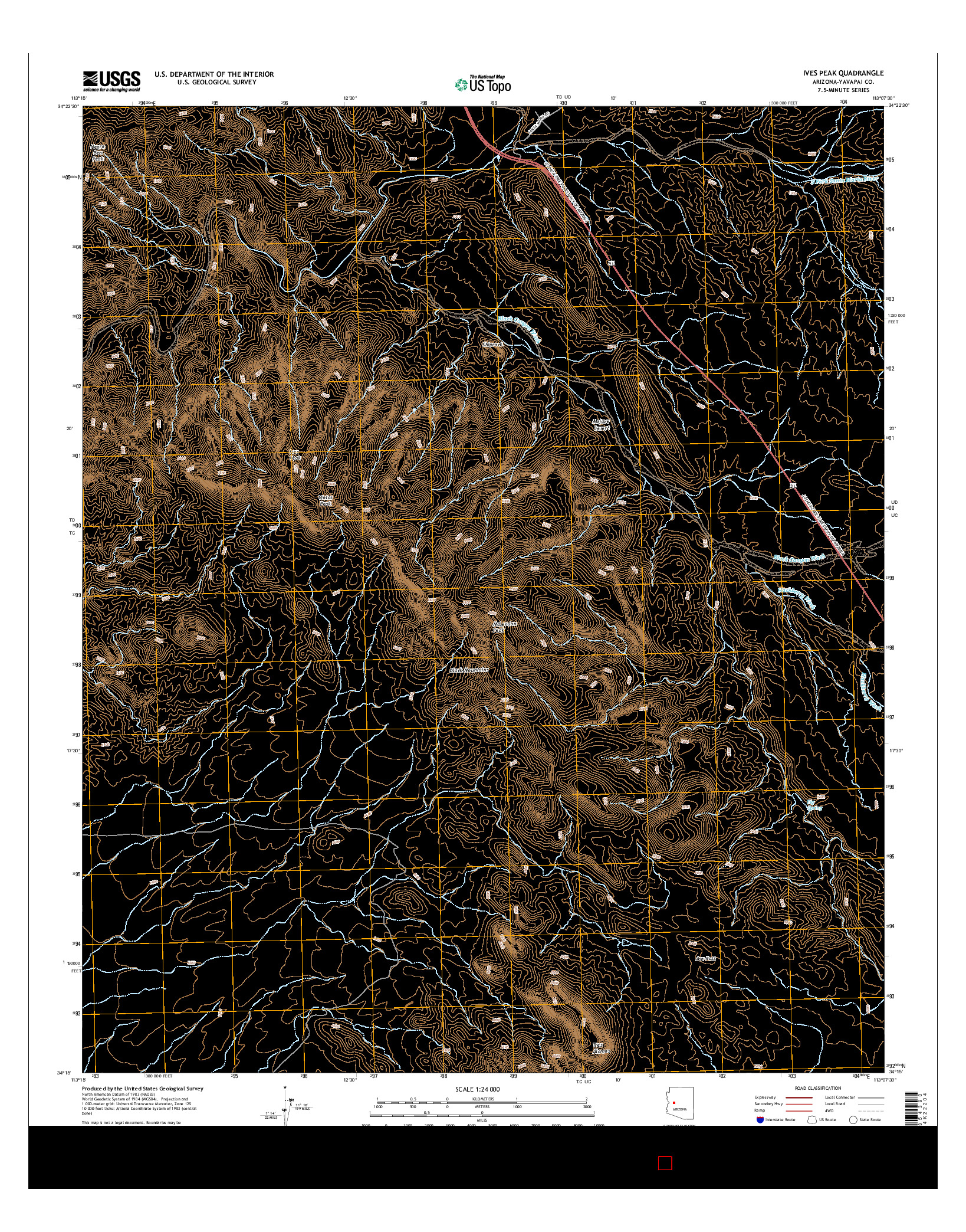 USGS US TOPO 7.5-MINUTE MAP FOR IVES PEAK, AZ 2014