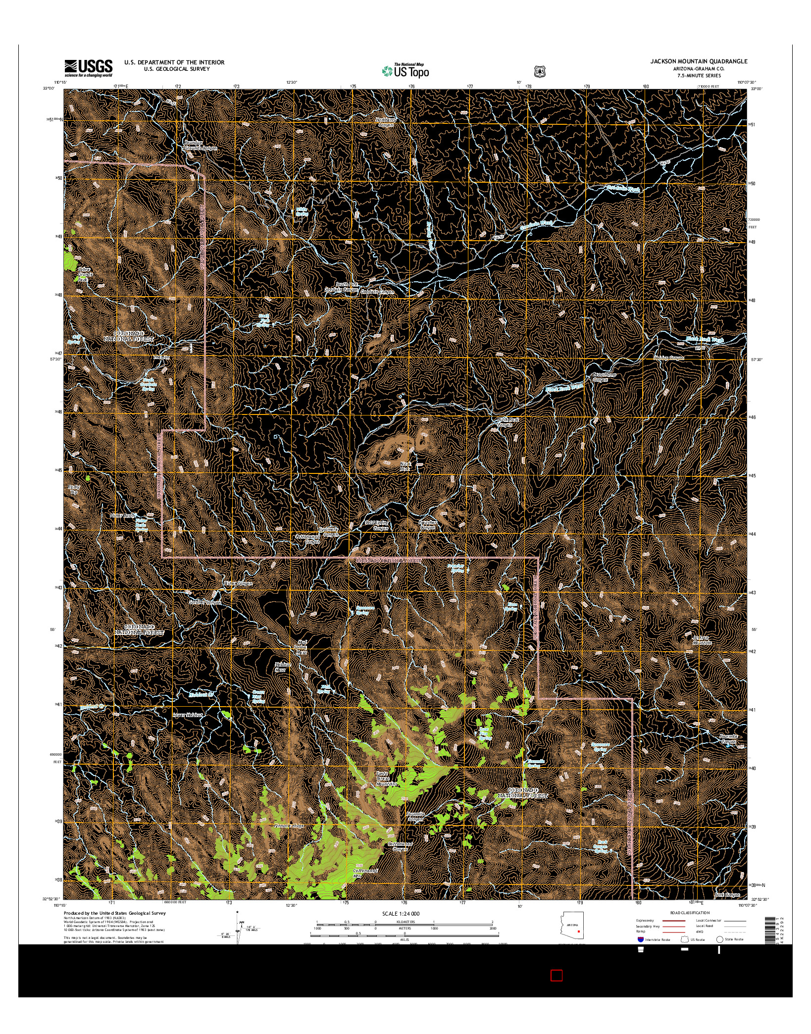USGS US TOPO 7.5-MINUTE MAP FOR JACKSON MOUNTAIN, AZ 2014
