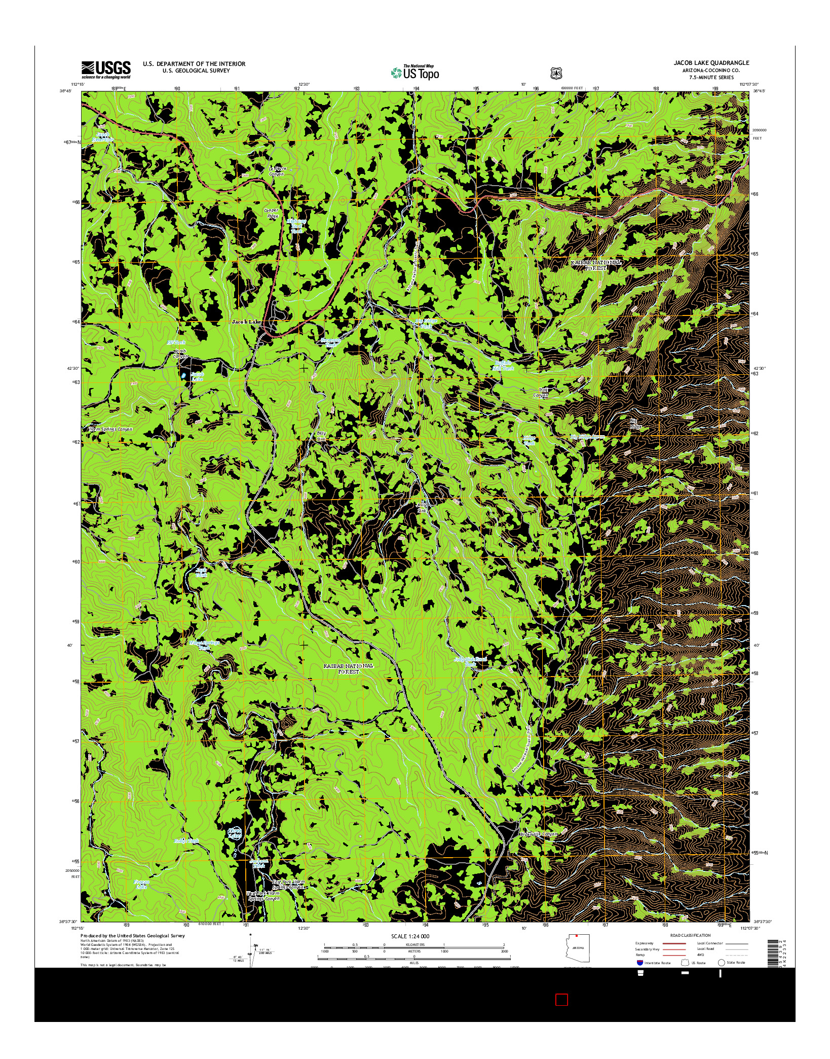 USGS US TOPO 7.5-MINUTE MAP FOR JACOB LAKE, AZ 2014