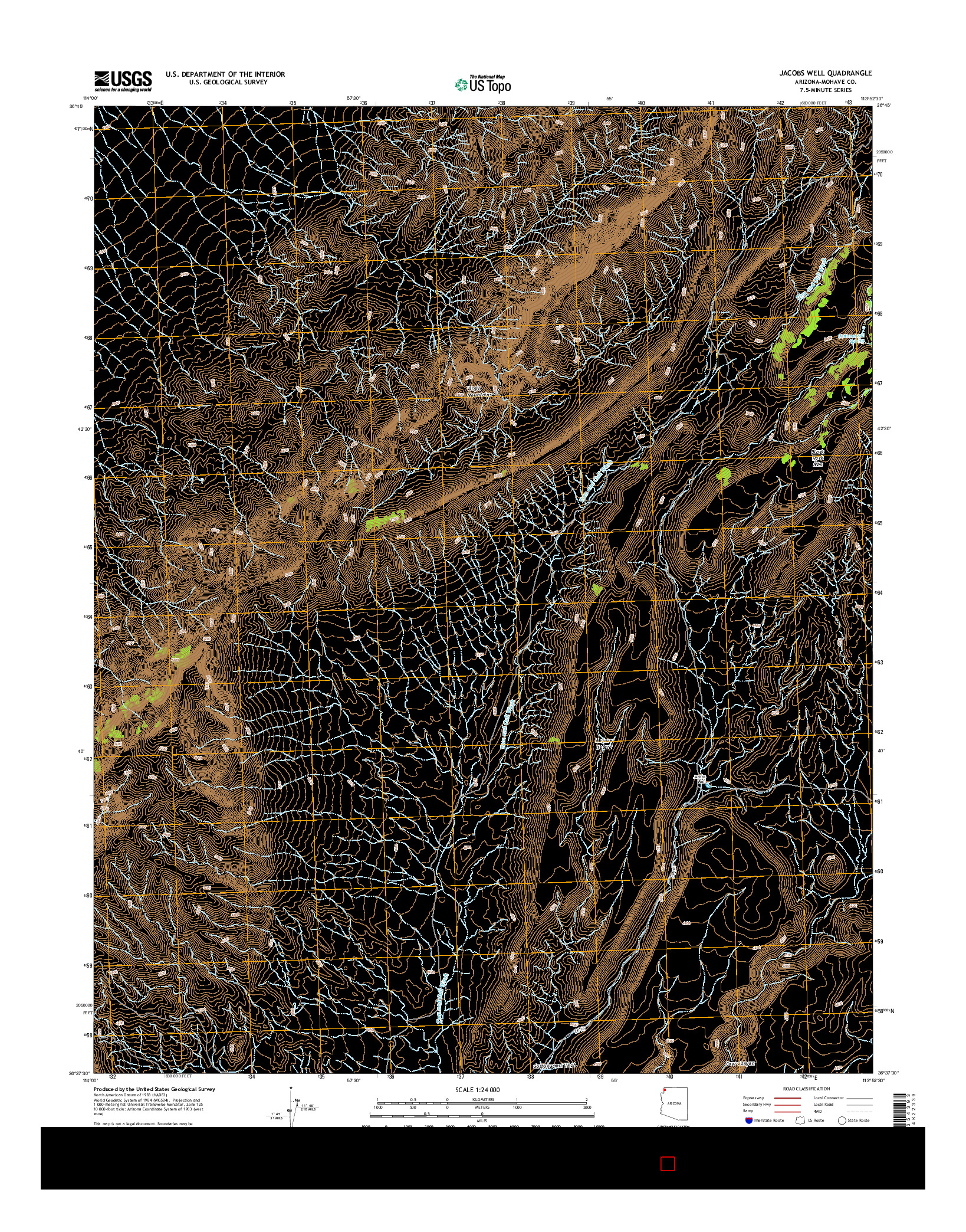 USGS US TOPO 7.5-MINUTE MAP FOR JACOBS WELL, AZ 2014